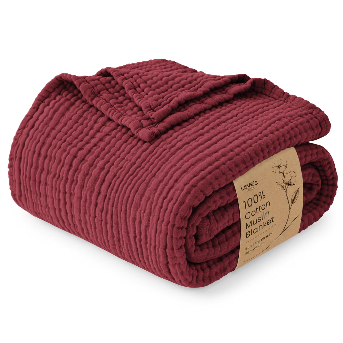 Love's cabin 100% Cotton Muslin Blanket Throw for Couch, Khaki