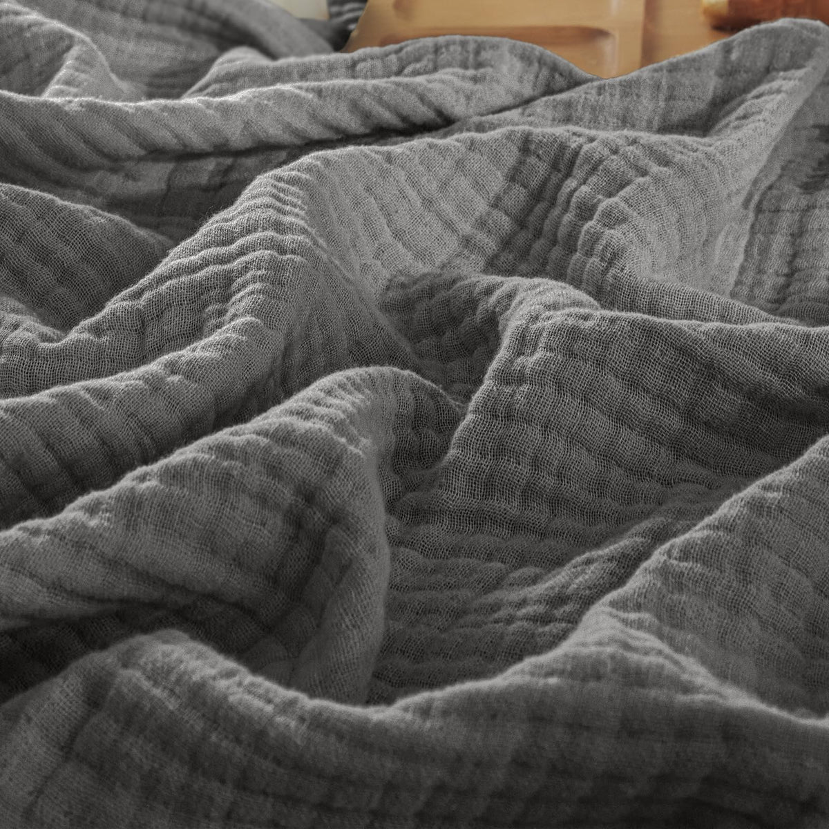 PHF 100% Cotton Muslin Blanket for Adults, Queen Size 90"X90", Taupe