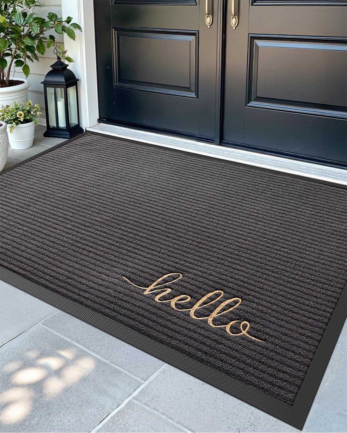DEXI Front Door Mat Outside Entrance 48x72 Rubber Entry Doormat Brown