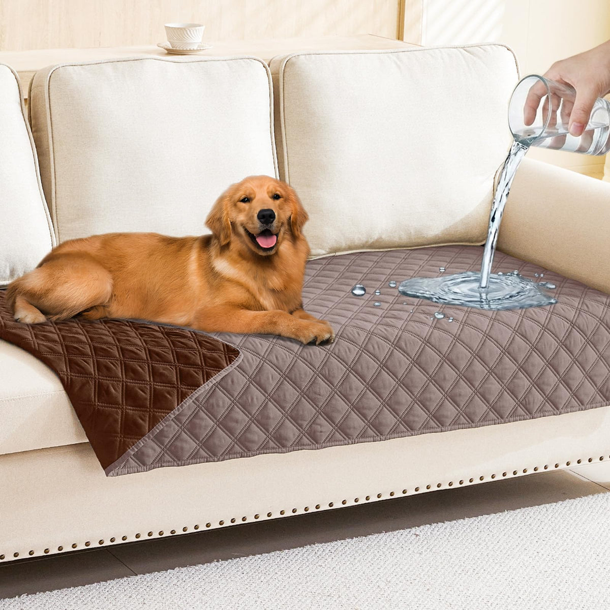 Smiry Waterproof Reversible Pet Couch Covers for Dogs