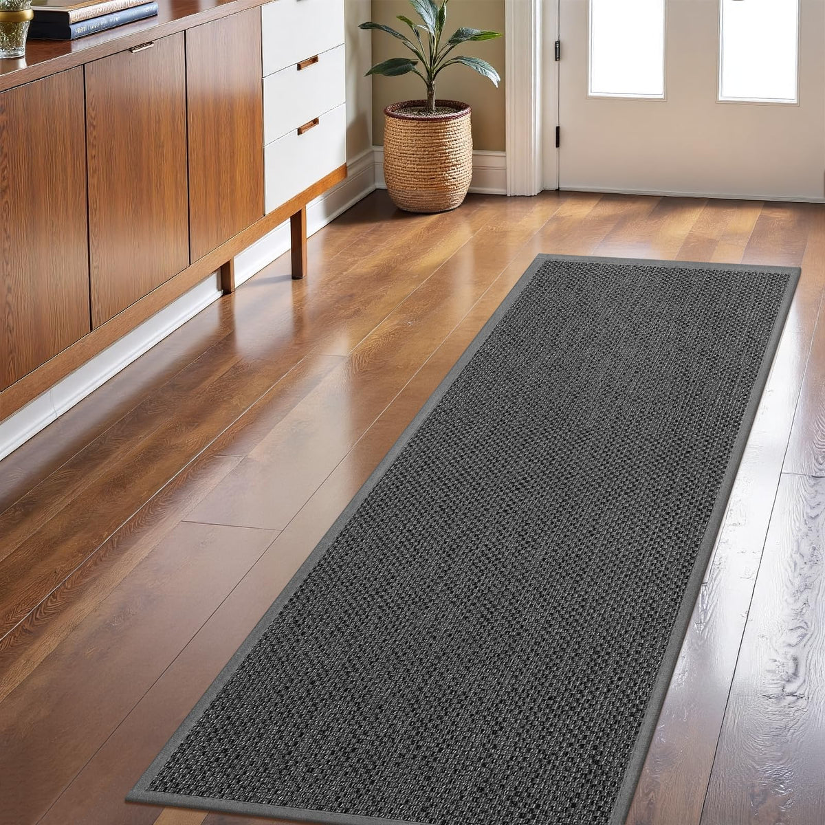 LEKEEPGO Door Mat 17"x29", Non Slip Washable Indoor Door Mat, Khaki