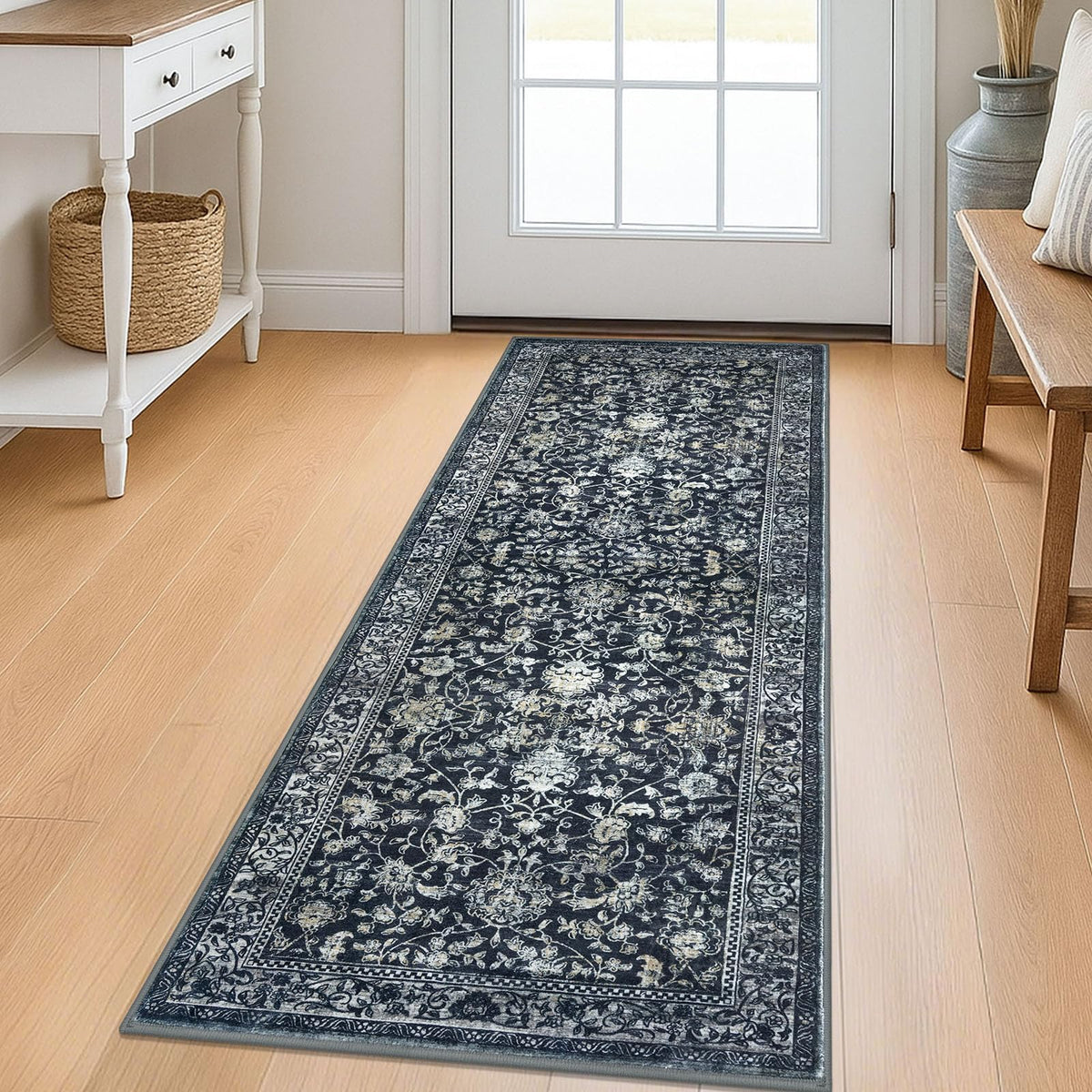 KILOCOCO 2x3 Washable Rug Small Entryway Rugs Indoor Door Mat, Blue/Navy