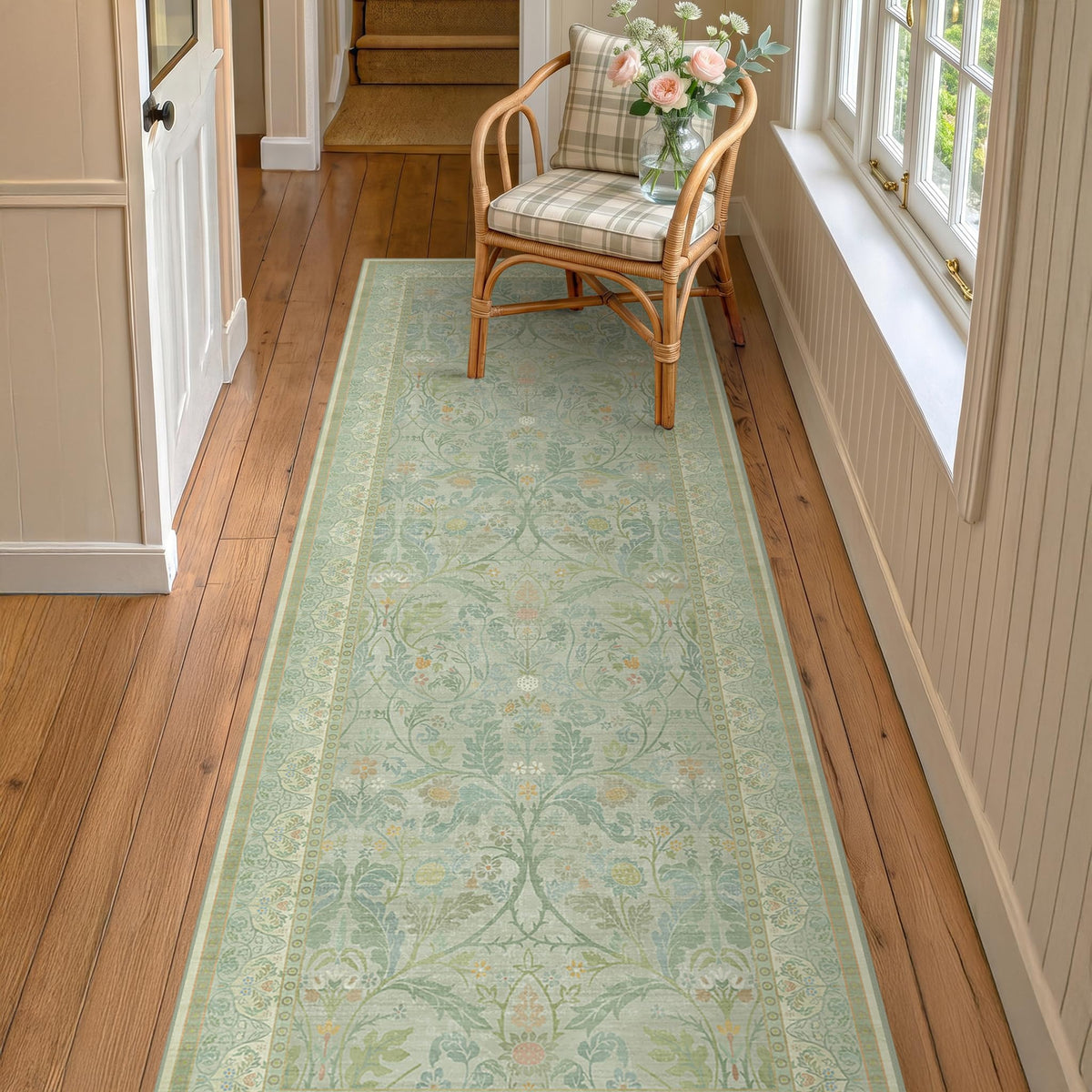 Dark Brown 2x3 Washable Entry Rug, Throw Small Rugs for Entryway Kitchen Bathroom Indoor Door Mat, Farmhouse Floral & Botanical Door Mats, Low Pile Soft Stain Resistant Carpet