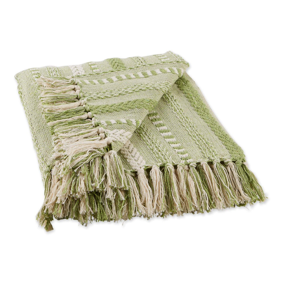 DII Braided Striped Throw Blanket, 50x60, Stone on Cream