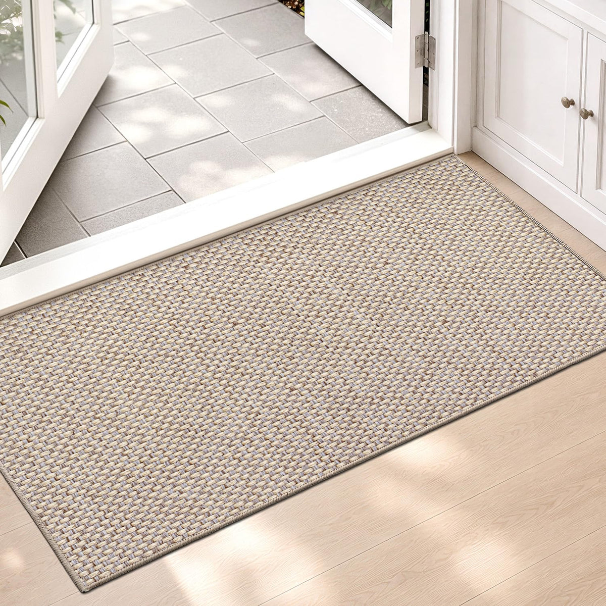 Color&Geometry Ultra-Thin Indoor Door Mat Entrance, 17"x30" Heather Khaki