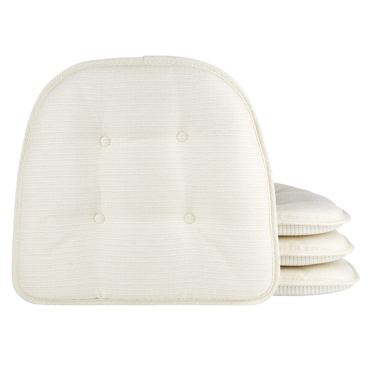 Klear Vu Omega Non-Slip Chair Cushions, Assembled in USA, U-Shaped Skid-Proof Seat Pads for Dining Room, Kitchen, Office, 15"x16" 4 Pack Slub Natural 4 Count