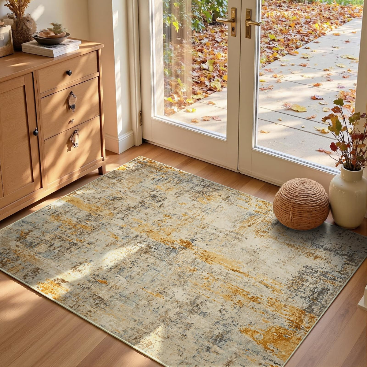 Entrance Rugs Indoor 2x3 Grey Entry Rug Washable Abstract Small Area Rug Non-Slip Low Pile Throw Rugs for Entryway, Kitchen Floor, Front Door Indoor Door Mat, Bathroom, Bedroom Bedside