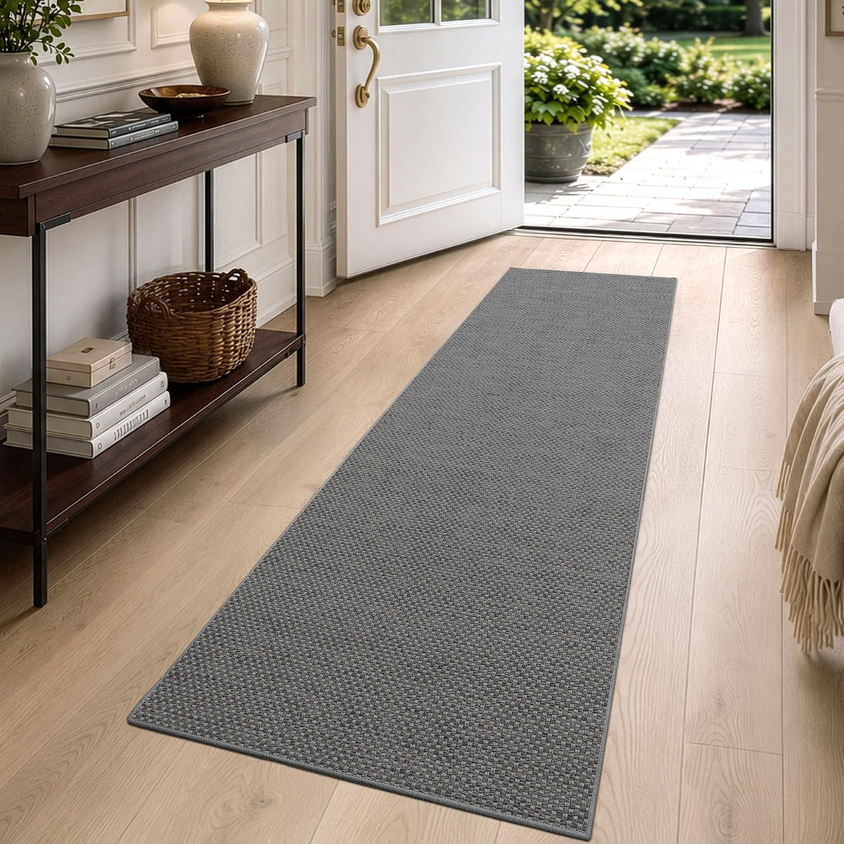DEXI Thin Door Mat Indoor Entrance 24x36, Non Slip Entryway Mat, Dark Beige