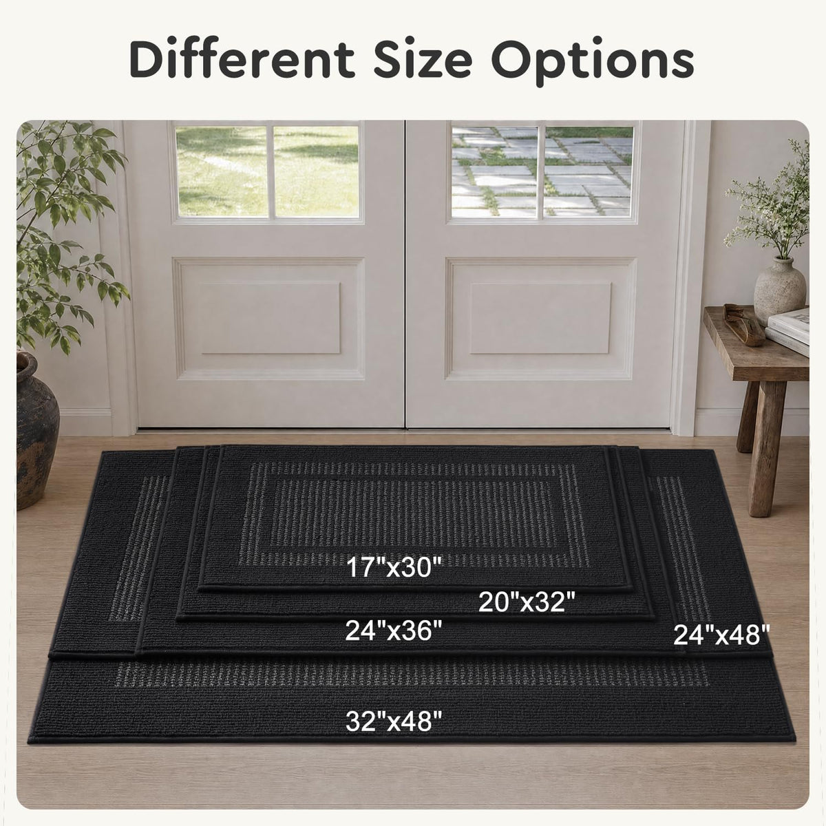 Door Mat-Polypropylene Doormat Indoor Entrance Welcome Mat,Black, 20"x32"