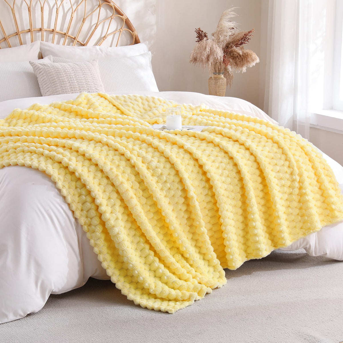 Fleece Throw Blanket, Light Brown, 50"×60" for Couch Sofa Bed