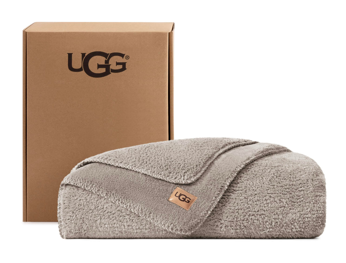 UGG Whitecap Throw Blanket, Soft Fleece Blanket, 50" x 70", Seal Grey