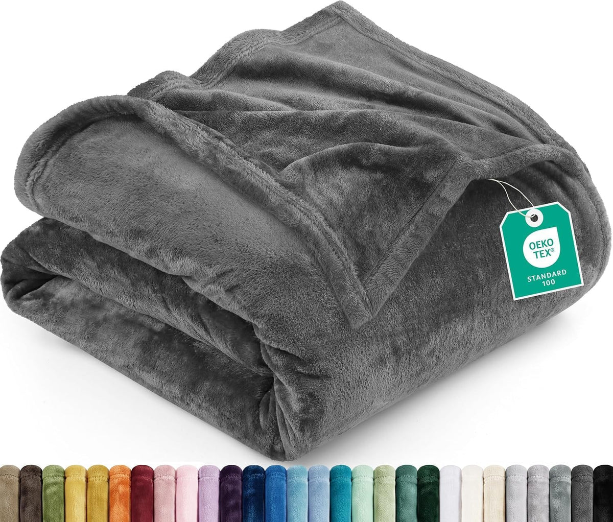 Utopia Bedding Ultra Soft Fleece Bed Blanket Throw Size Grey (50x60 Inches)