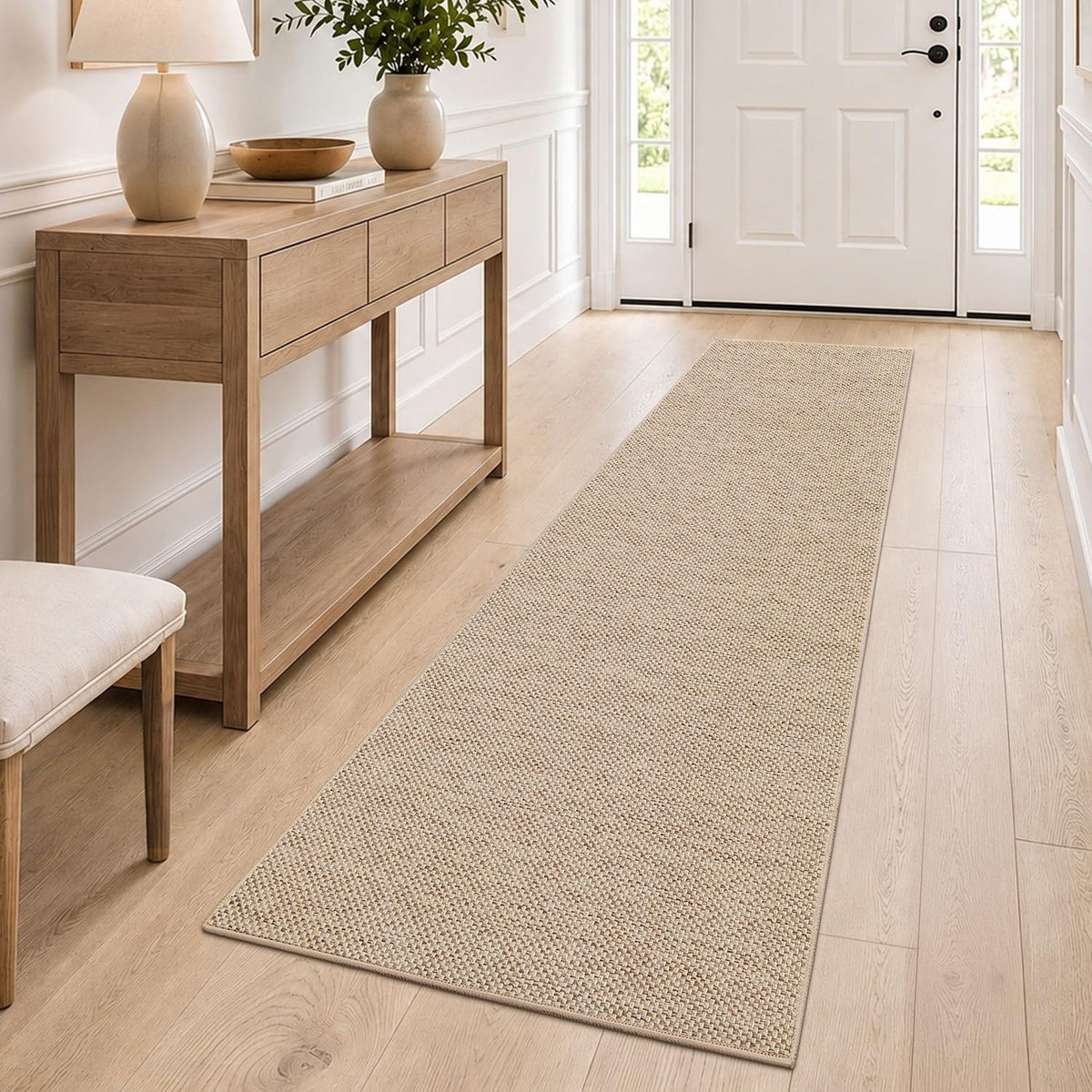 DEXI Thin Door Mat Indoor Entrance 24x36, Non Slip Entryway Mat, Dark Beige