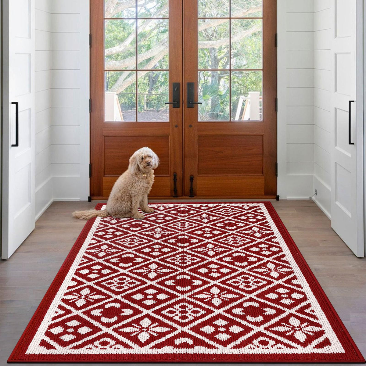 Ileading Fall Indoor Door Mat Washable Orange Muddy Rugs for Dogs 2x3ft