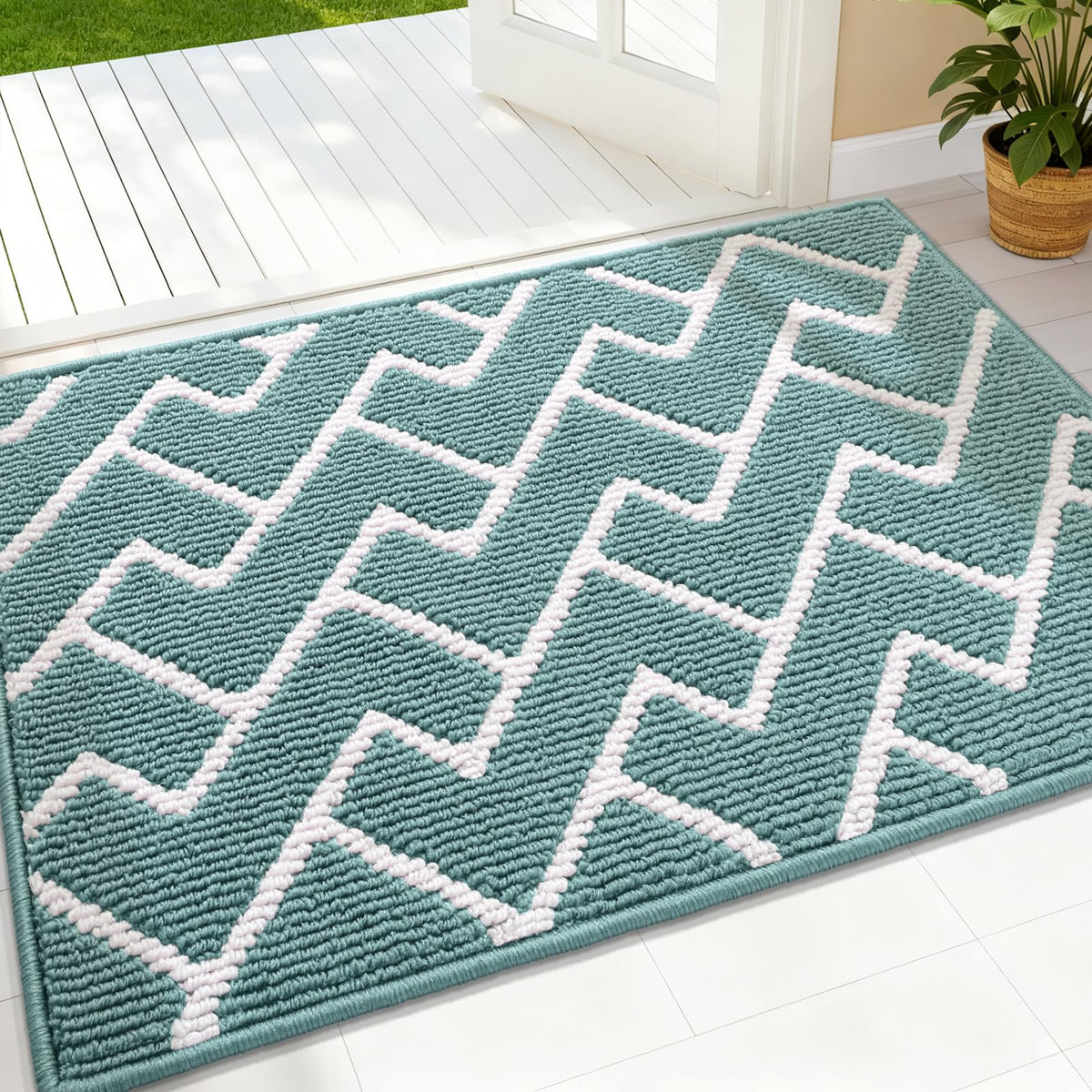 OLANLY Indoor Door Mat 32x20, Low-Profile Dirt Resistant Doormat, Grey