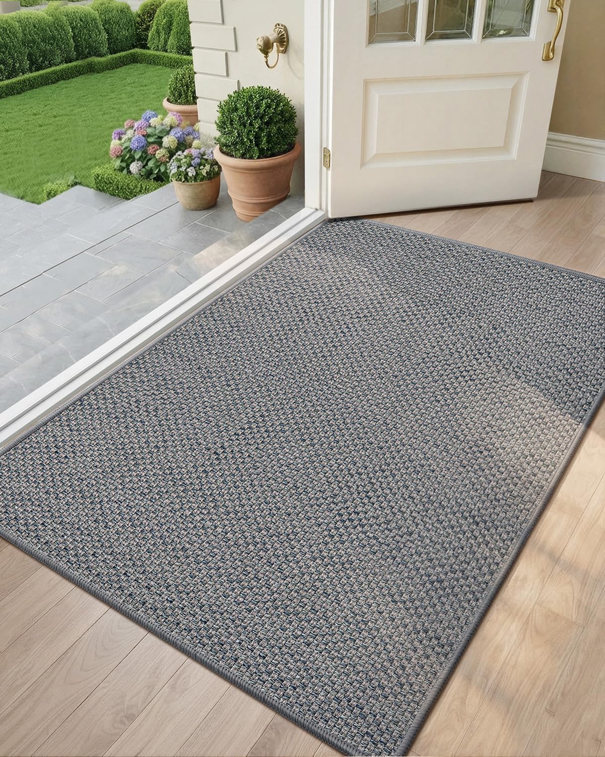 Color&Geometry Ultra-Thin Indoor Door Mat Entrance, 17"x30" Heather Khaki