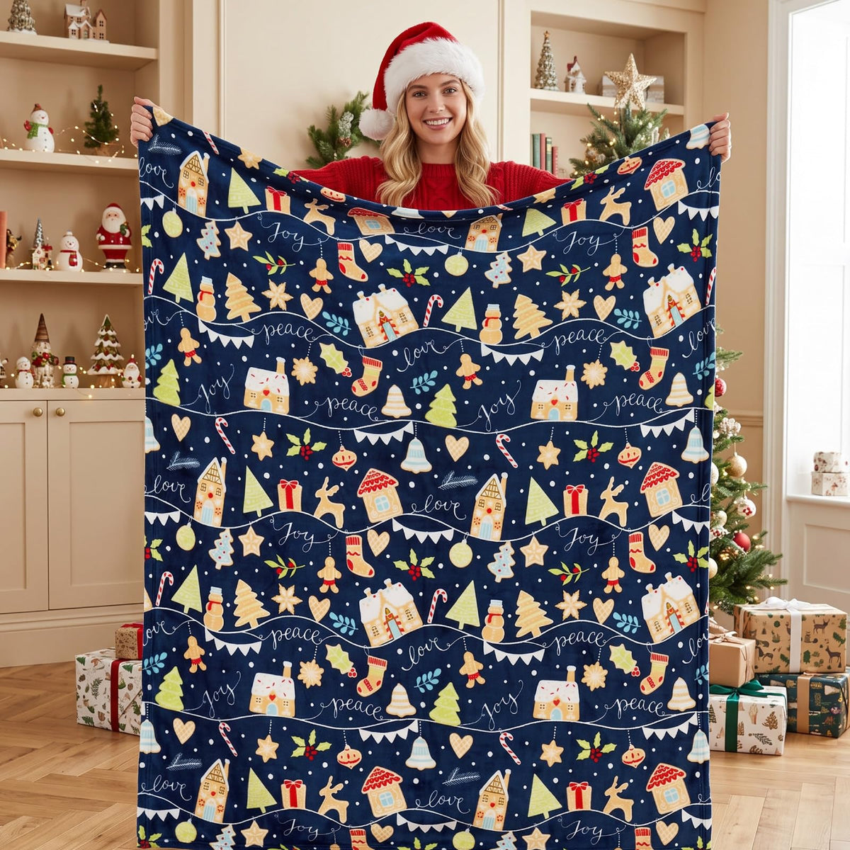 BEDELITE Christmas Throw Blanket for Decor & Gift, Red Snowflake, 50"x60"