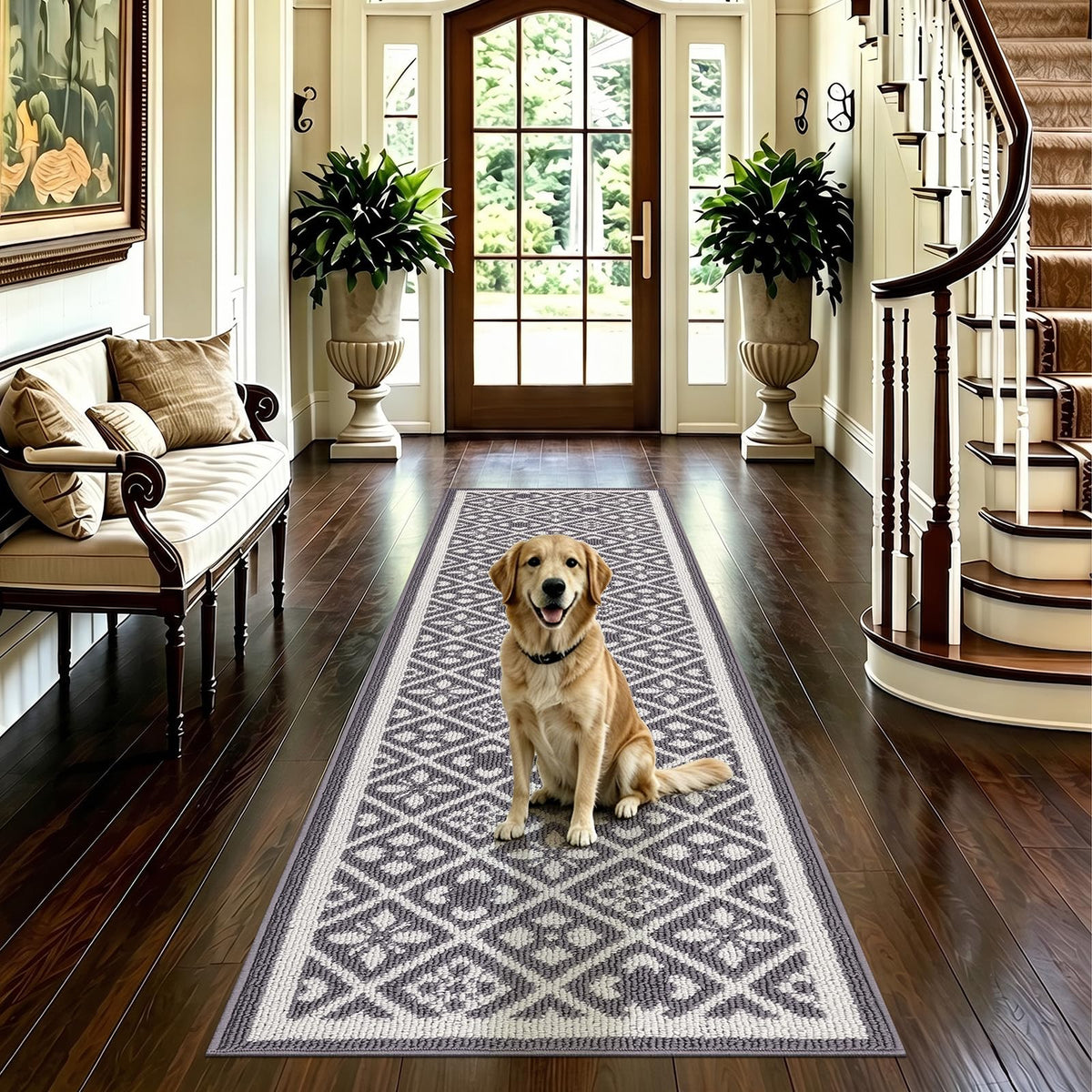 Ileading Fall Indoor Door Mat Washable Orange Muddy Rugs for Dogs 2x3ft