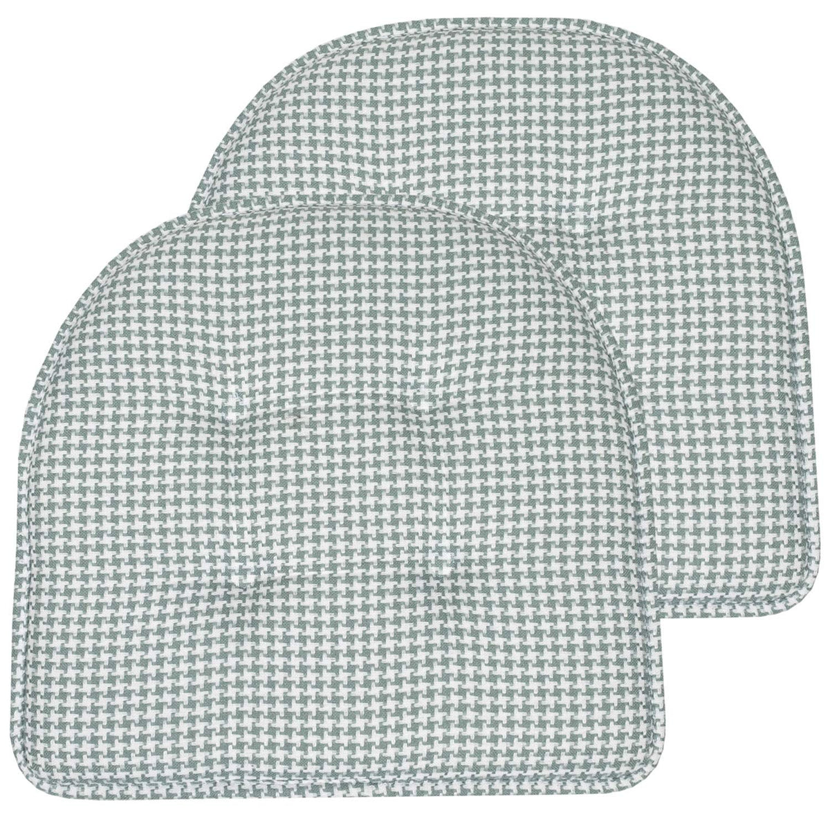 Sweet Home Collection Chair Cushion Memory Foam Pads Tufted Slip Non Skid Rubber Back U-Shaped 17" x 16" Seat Cover, 4 Count (Pack of 1), Army Green