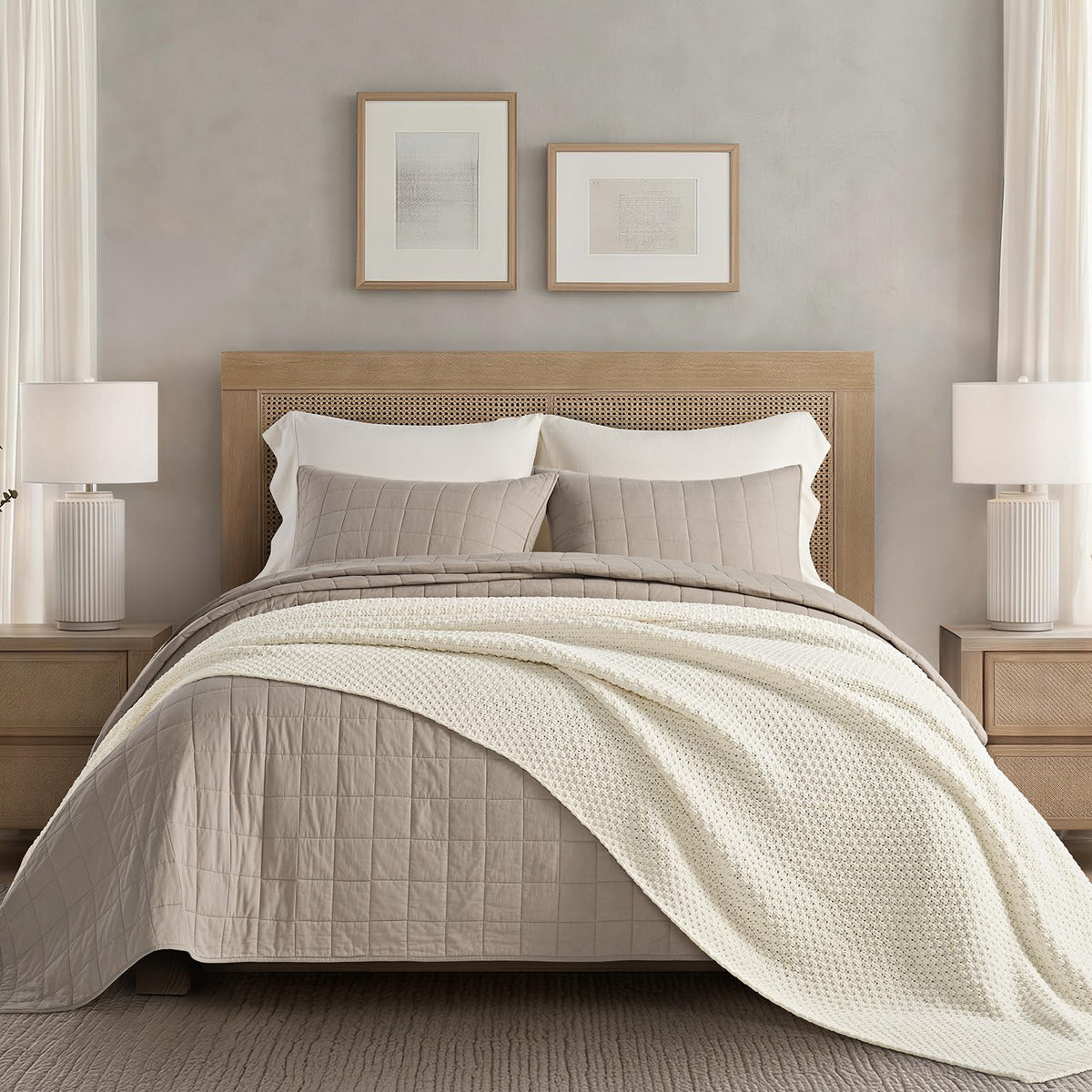 EVERGRACEHOME Chunky Chenille Knit Throw Blanket, 50 x 60, Beige
