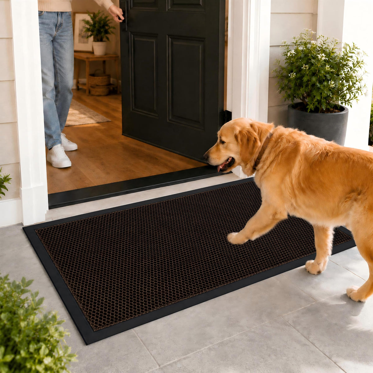 Mibao Meshy Mat Door Mat Heavy-Duty Quick-Dry Floor Mat, Sand & Dirt Trapper for Indoor & Outdoor, Ideal for Entrance, Mudrooms,Patios & Garages, Outside Doormat with Anti-Slip Backing, Grey,30" x 17"