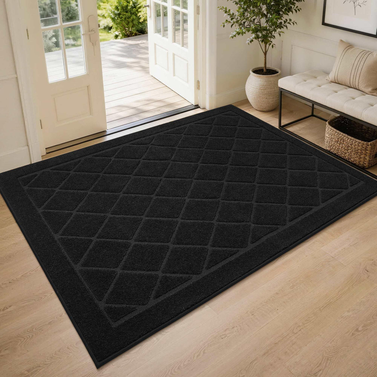 BEQHAUSE Dirt Trapper Door Mat 32" x 48", Doormat Non-Slip, Dark Grey