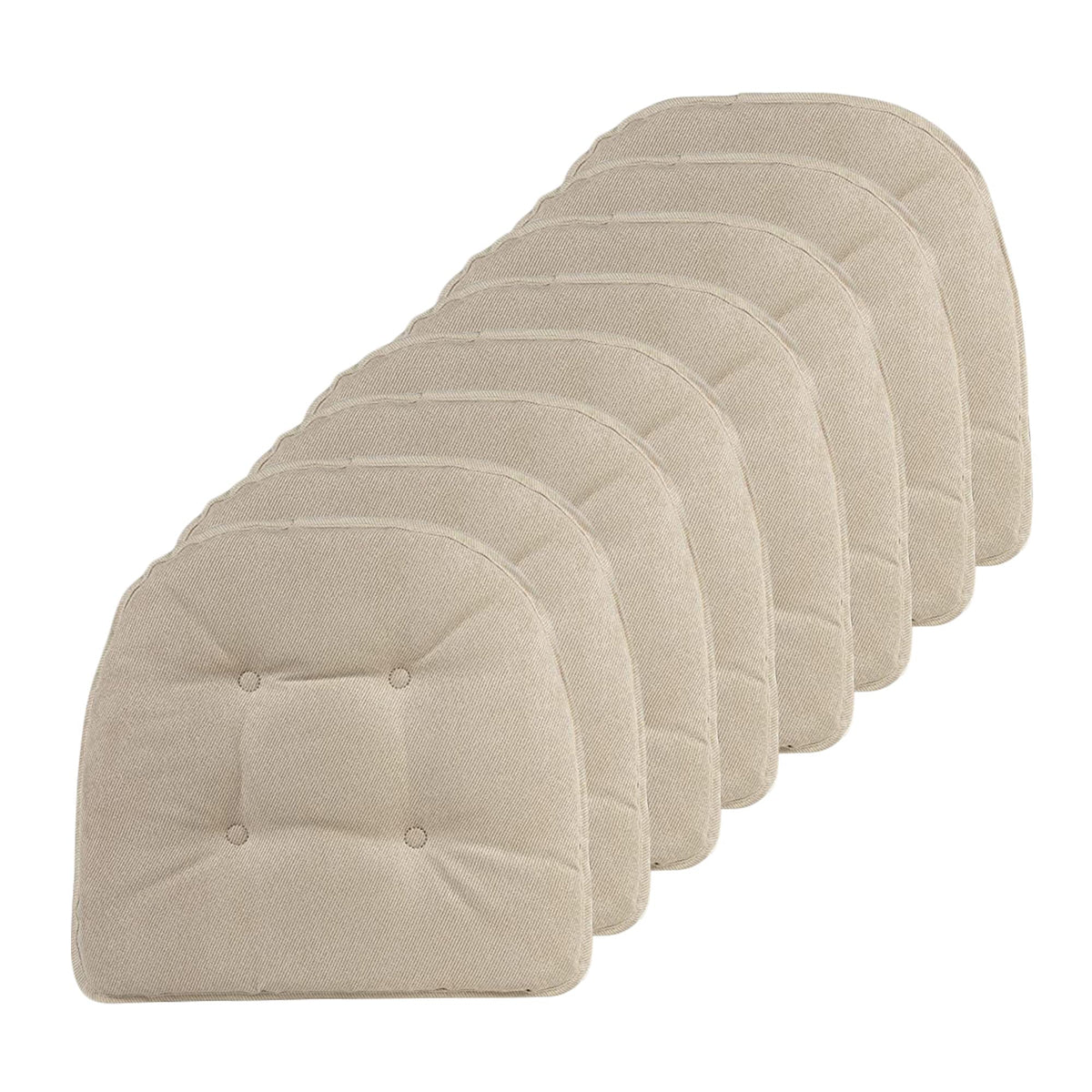 Klear Vu Omega Non-Slip Chair Cushions, Assembled in USA, U-Shaped Skid-Proof Seat Pads for Dining Room, Kitchen, Office, 15"x16" 4 Pack Slub Natural 4 Count