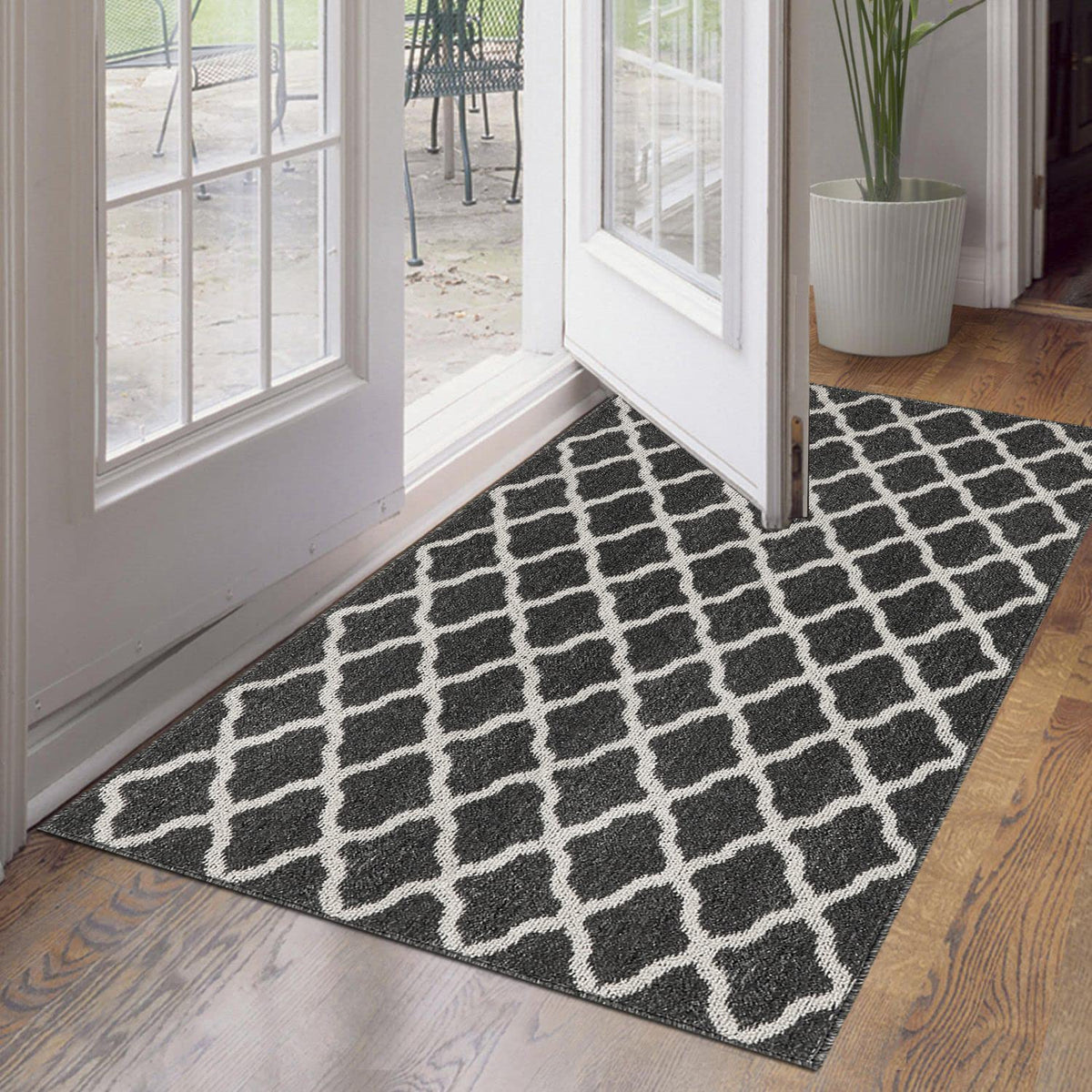 SHACOS Door Mats 20"x32" Indoor Washable Kitchen Entryway Rug Non Slip Absorbent Floor Mat for Home Entrance Garage, Light Gray