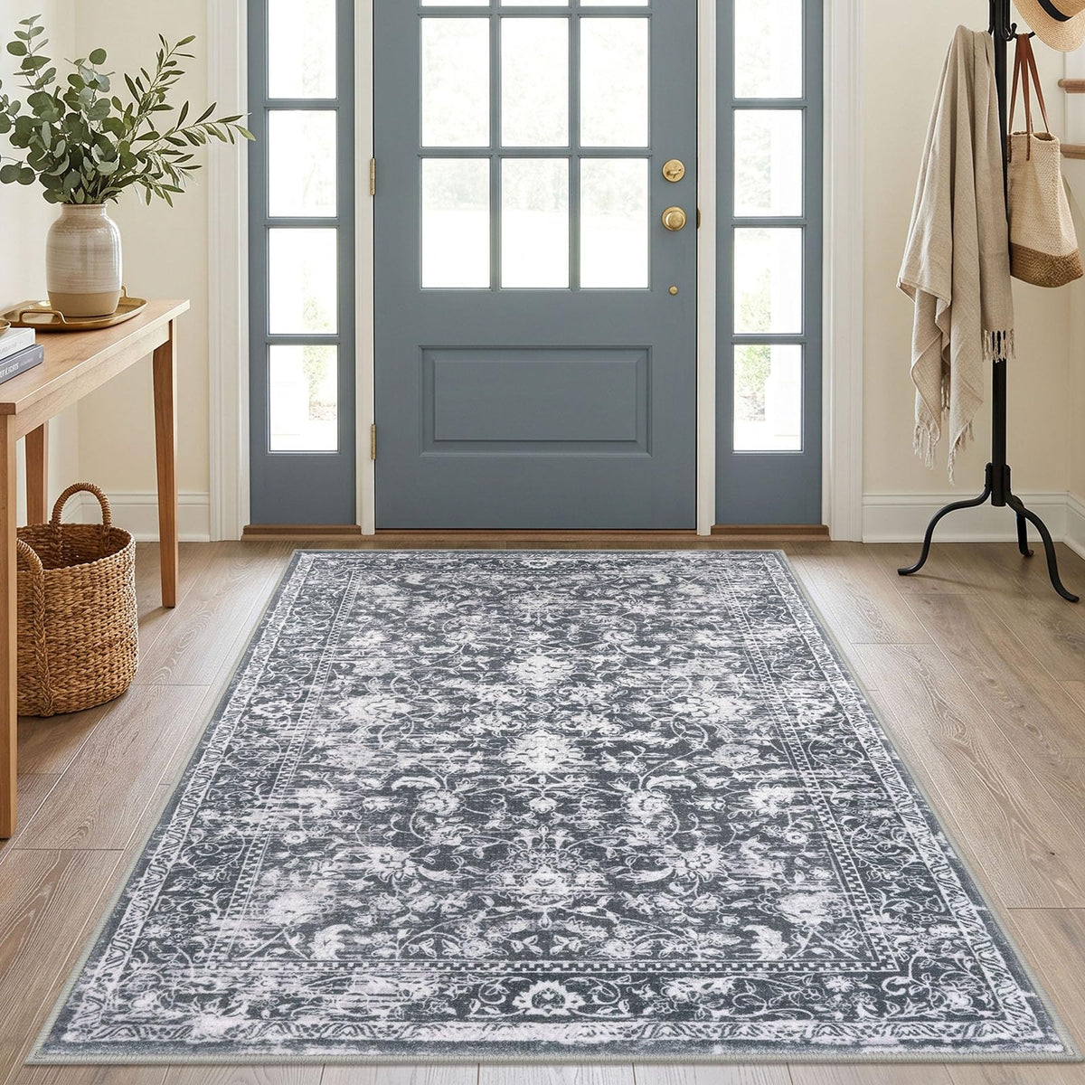 KILOCOCO 2x3 Washable Rug Small Entryway Rugs Indoor Door Mat, Blue/Navy