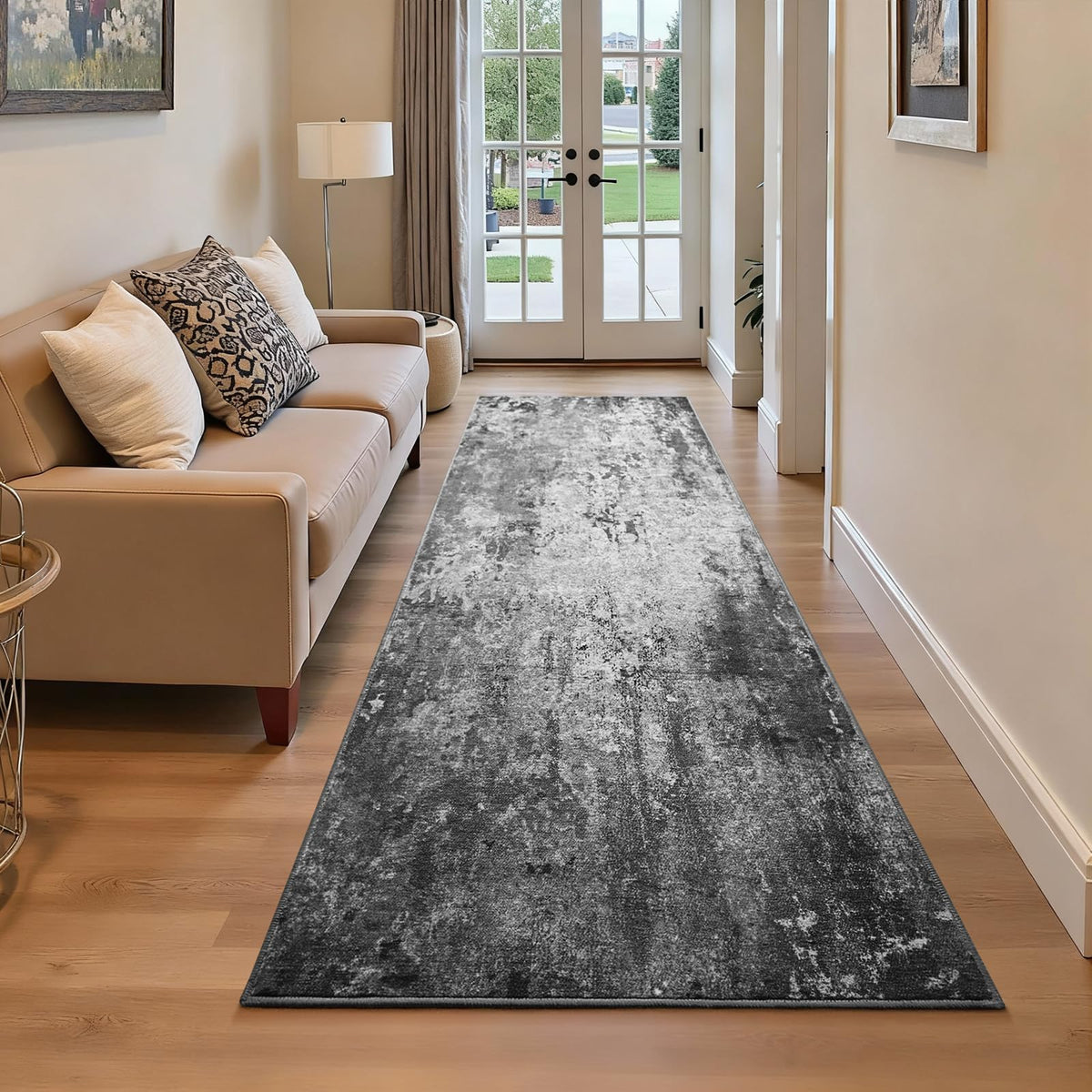 Entrance Rugs Indoor 2x3 Grey Entry Rug Washable Abstract Small Area Rug Non-Slip Low Pile Throw Rugs for Entryway, Kitchen Floor, Front Door Indoor Door Mat, Bathroom, Bedroom Bedside