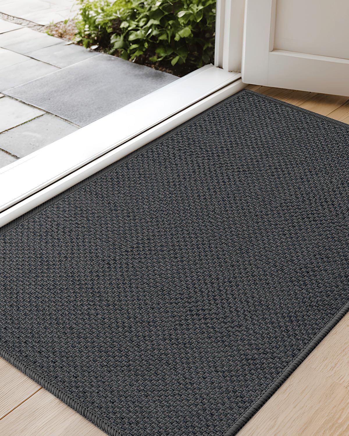 Color&Geometry Ultra-Thin Indoor Door Mat Entrance, 17"x30" Heather Khaki