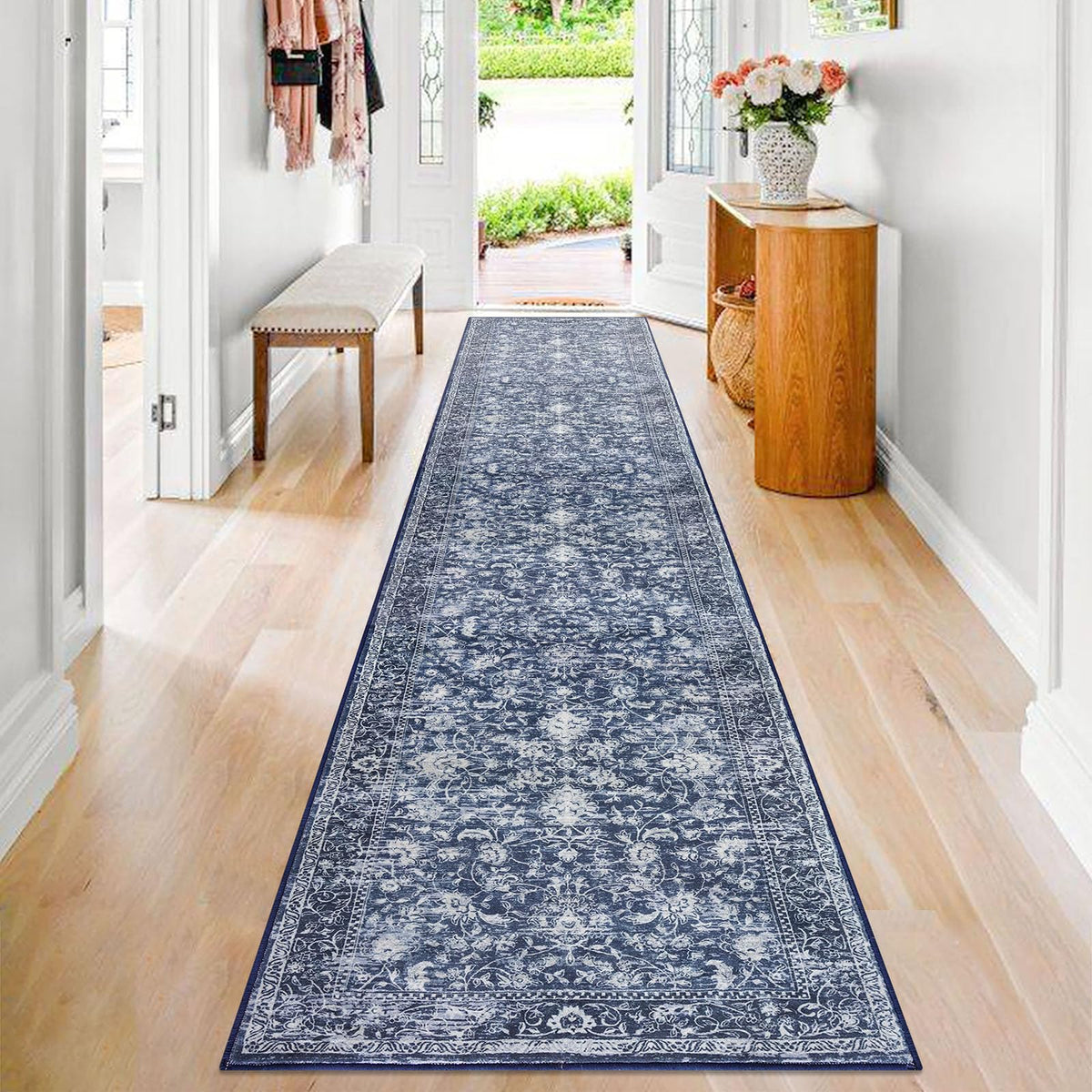 KILOCOCO 2x3 Washable Rug Small Entryway Rugs Indoor Door Mat, Blue/Navy