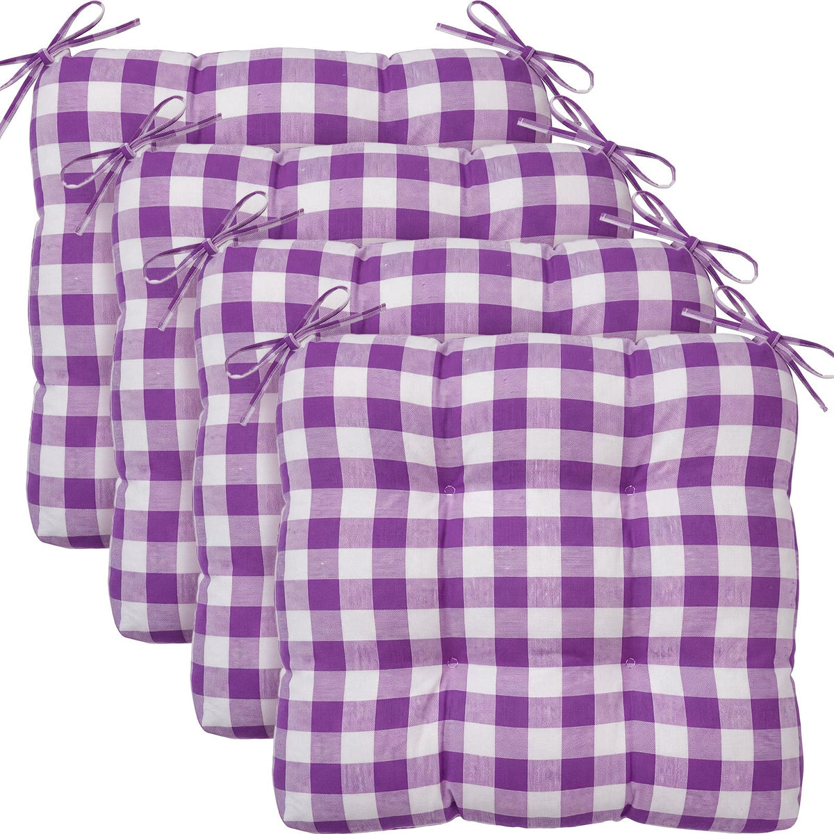 Geetery 4 Pack Chair Cushions, 16" x 15",Black and White,Plaid