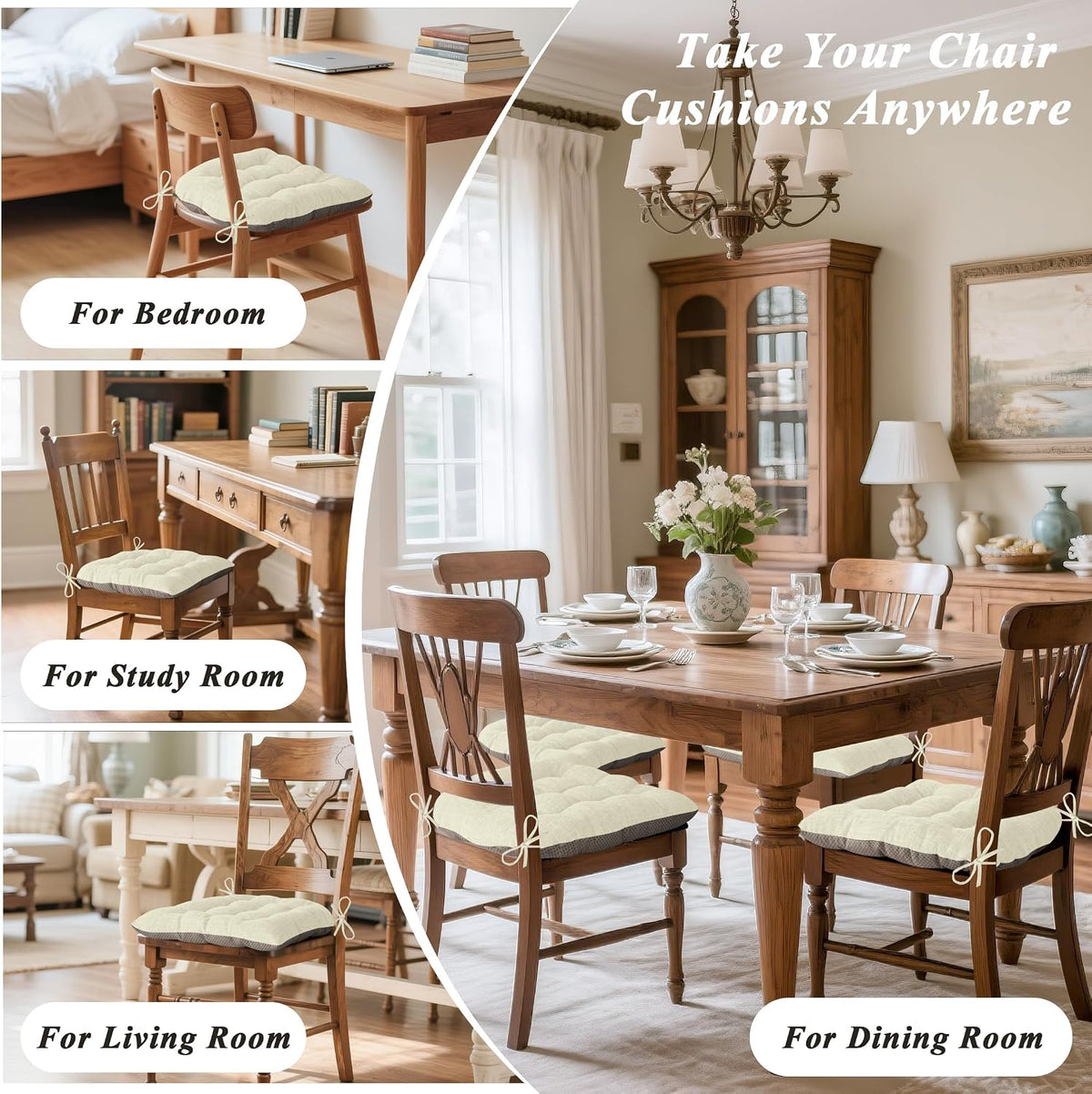 Chair Cushions for Dining Chairs Set of 2 18x16.5x3 in Beige