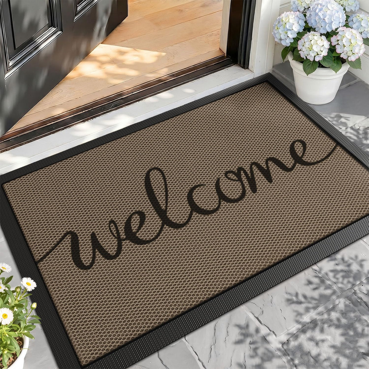 LUMI Outside Welcome Door Mat 24x36, Non-Slip Durable Rubber Easy Clean