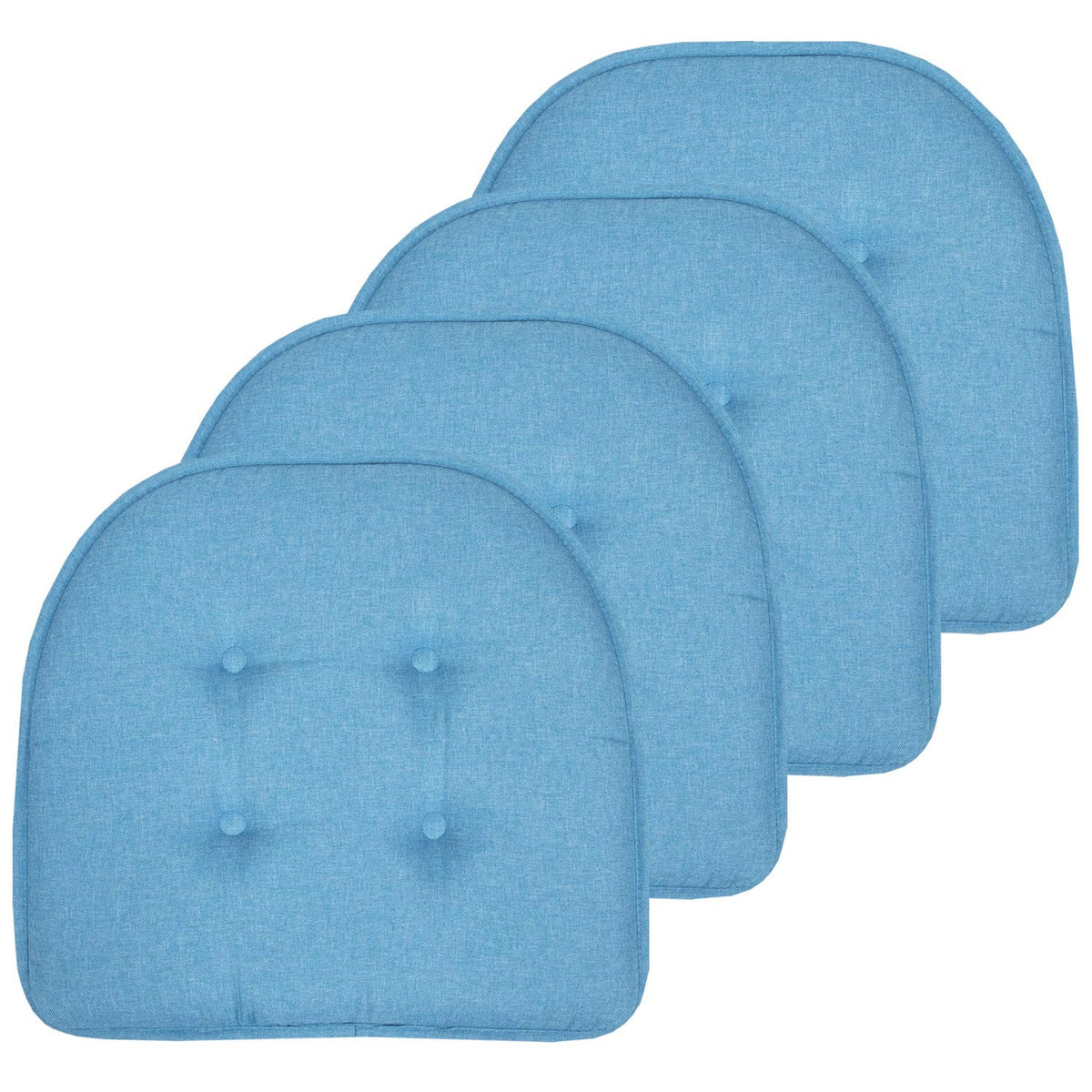 Sweet Home Collection Chair Cushion Memory Foam Pads Tufted Slip Non Skid Rubber Back U-Shaped 17" x 16" Seat Cover, 4 Count (Pack of 1), Army Green