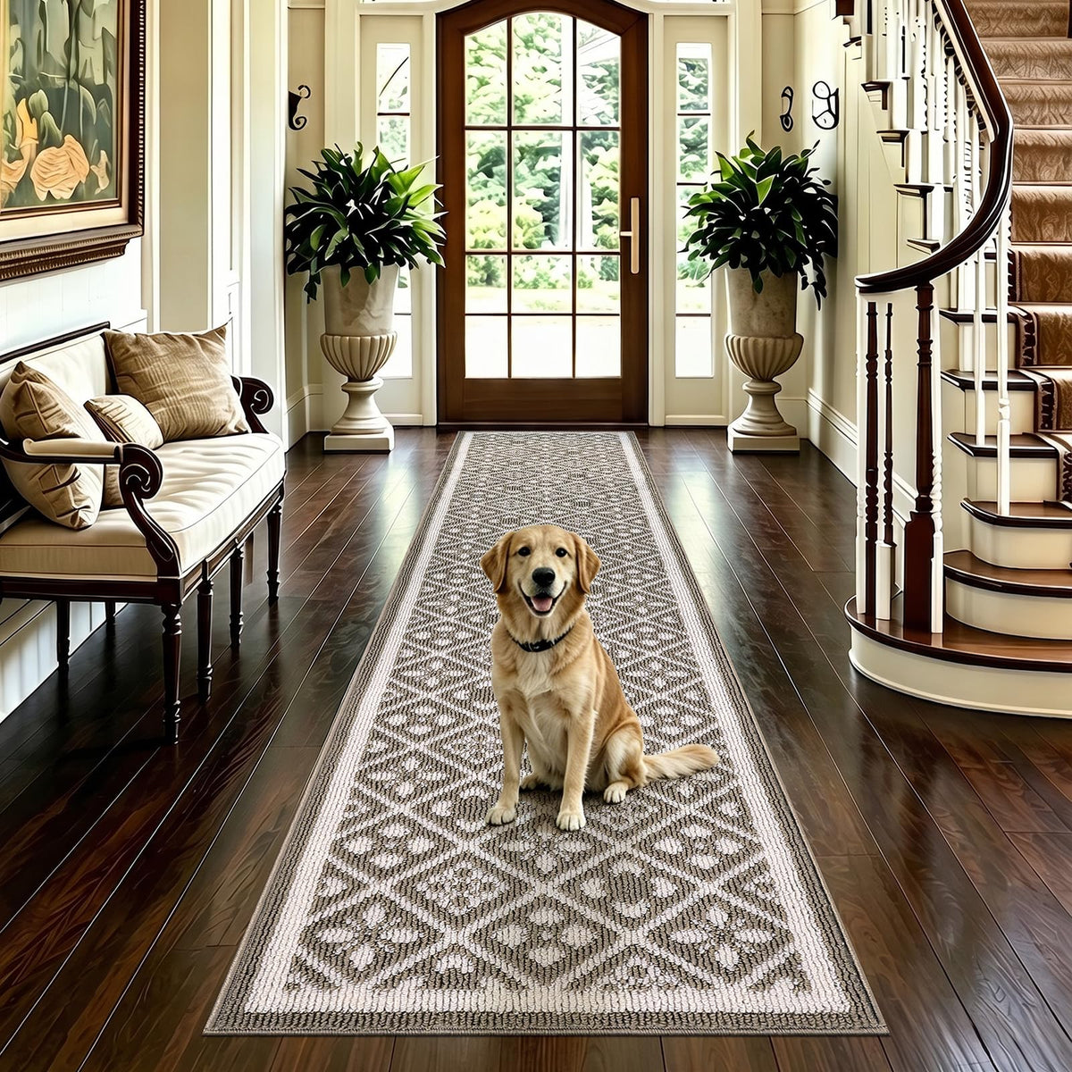 Ileading Fall Indoor Door Mat Washable Orange Muddy Rugs for Dogs 2x3ft