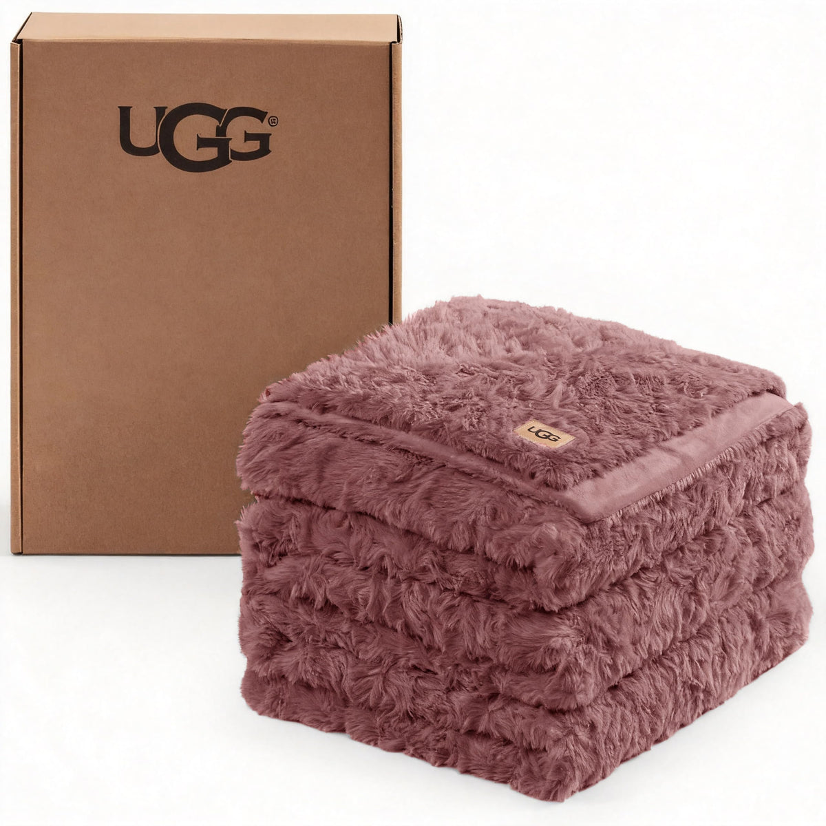 UGG Adalee Throw Blanket for Sofa, Faux Fur Blanket, 50" x 70", Seal Grey