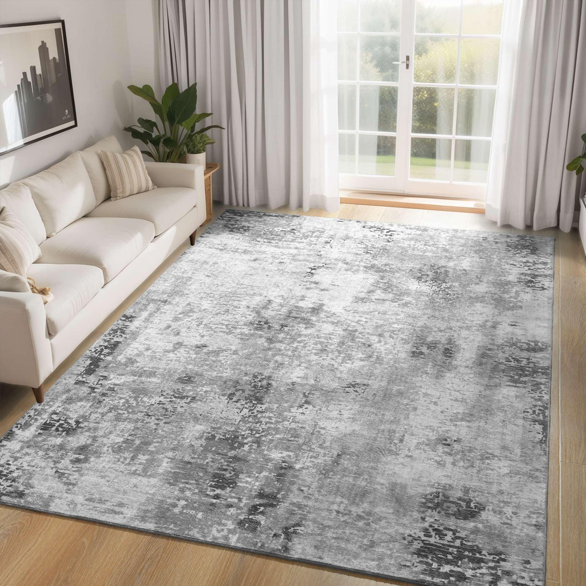 Entrance Rugs Indoor 2x3 Grey Entry Rug Washable Abstract Small Area Rug Non-Slip Low Pile Throw Rugs for Entryway, Kitchen Floor, Front Door Indoor Door Mat, Bathroom, Bedroom Bedside