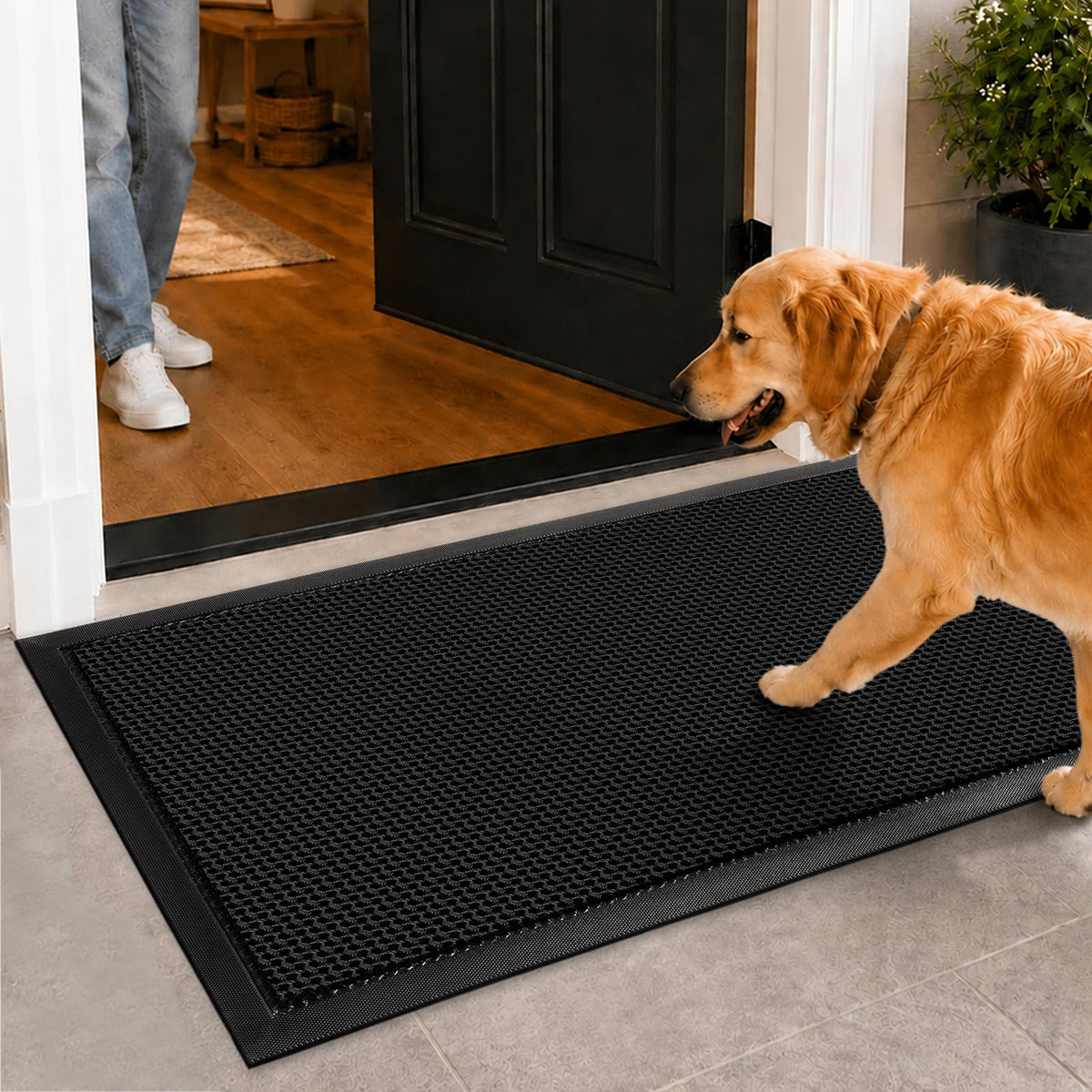 Mibao Meshy Mat Door Mat Heavy-Duty Quick-Dry Floor Mat, Sand & Dirt Trapper for Indoor & Outdoor, Ideal for Entrance, Mudrooms,Patios & Garages, Outside Doormat with Anti-Slip Backing, Grey,30" x 17"