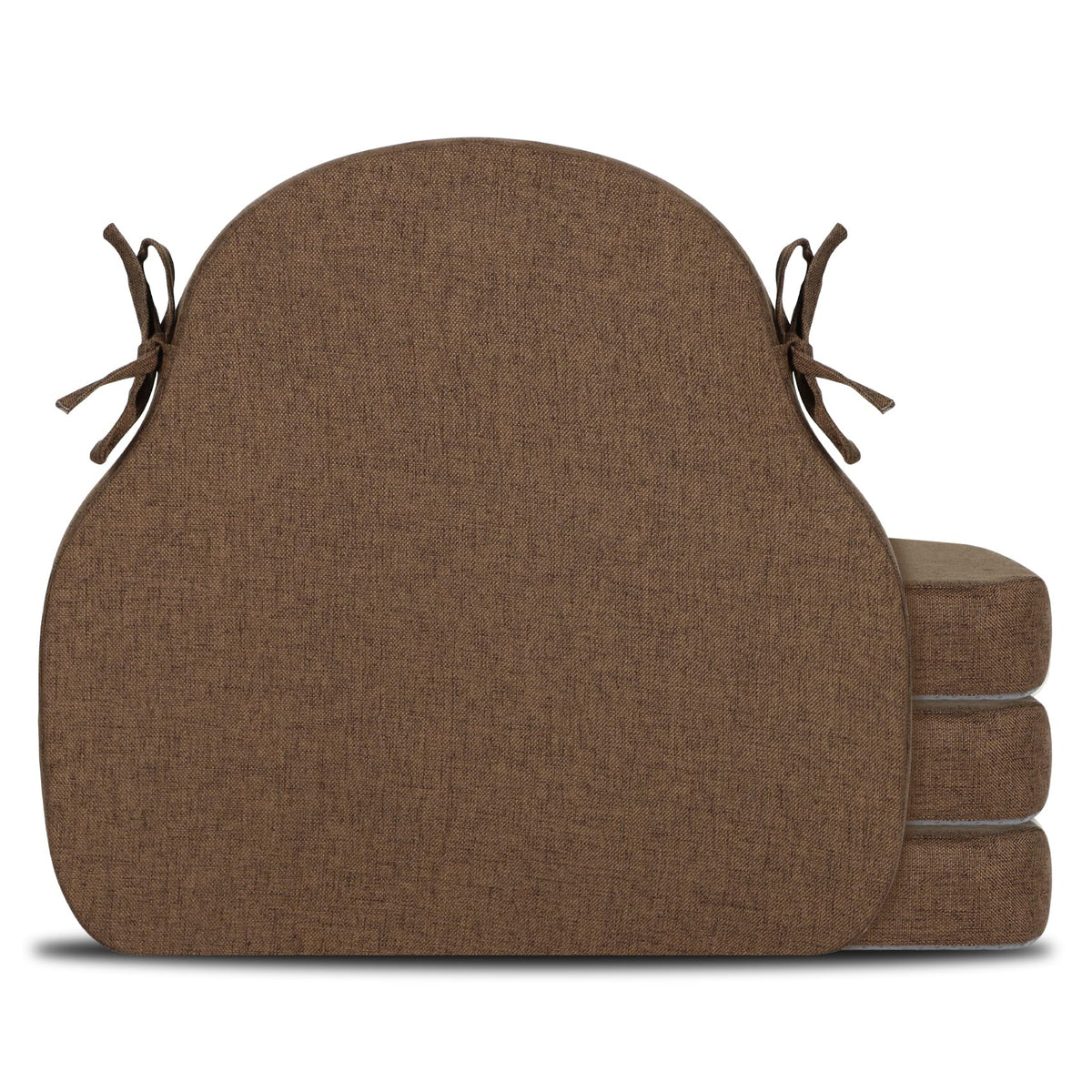 Brown Striped Winsor Chair Cushions Pads with Ties Set of 2