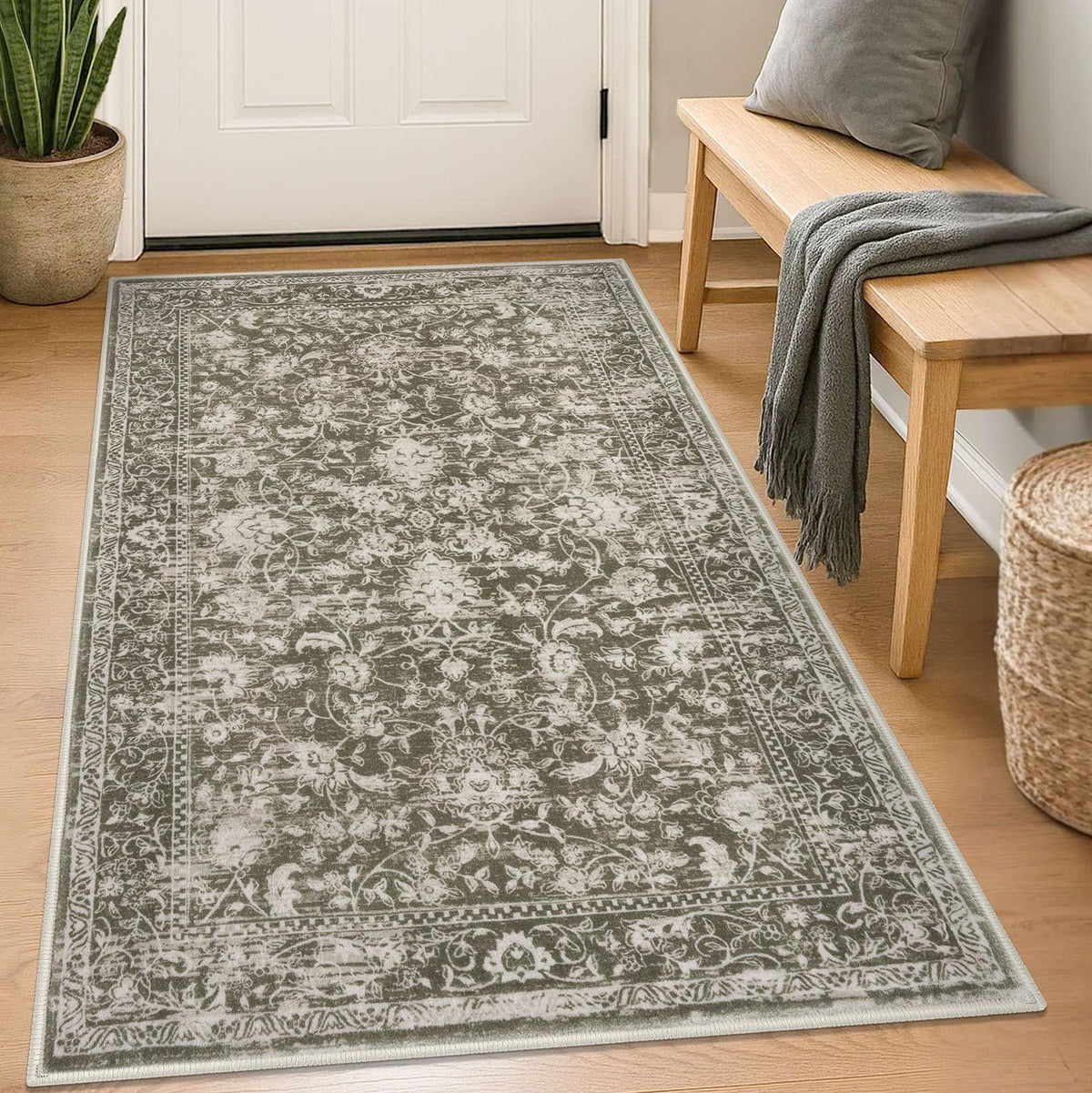 KILOCOCO 2x3 Washable Rug Small Entryway Rugs Indoor Door Mat, Blue/Navy