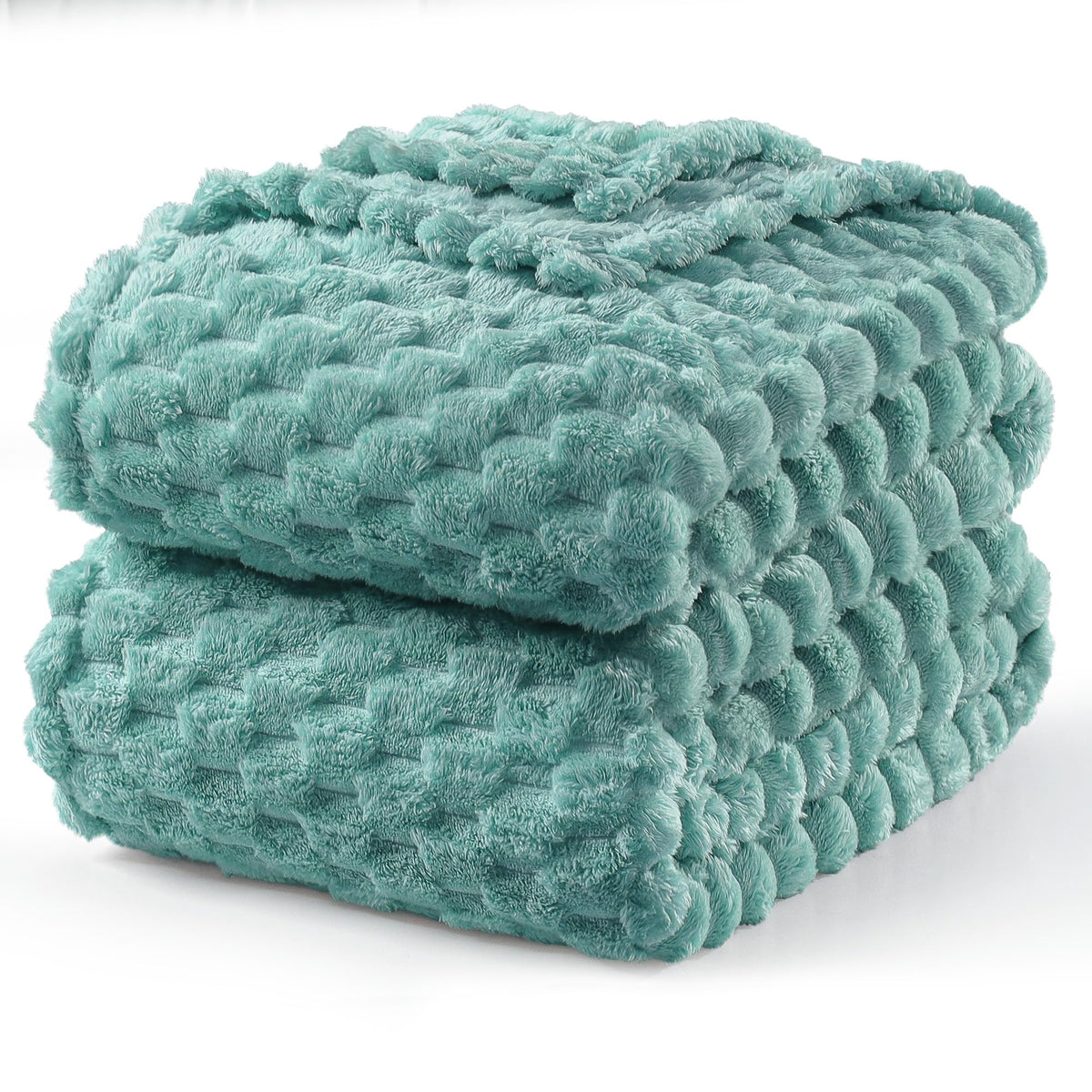 Exclusivo Mezcla Large 3D Fleece Throw Blanket for Couch, Ivory