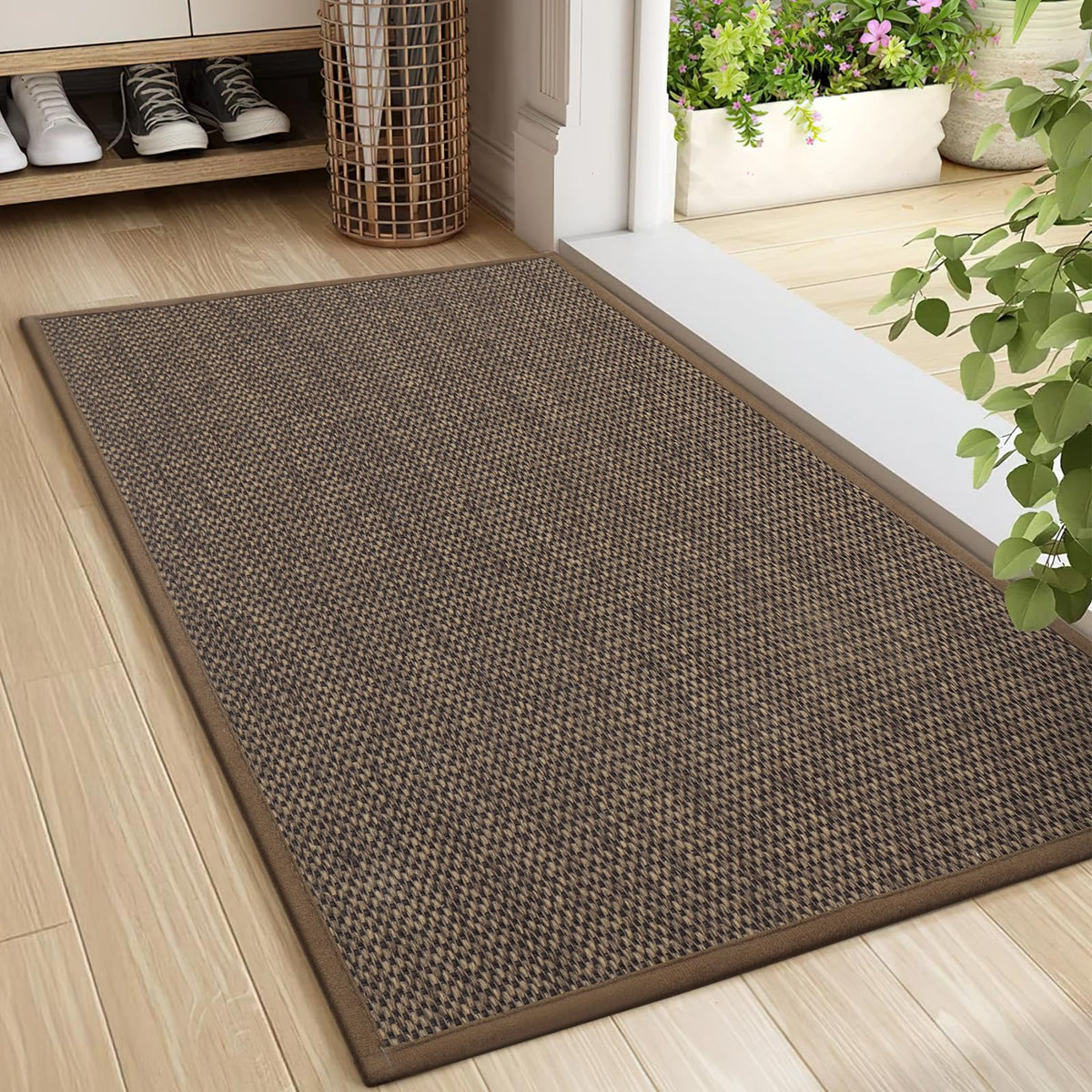 LEKEEPGO Door Mat 17"x29", Non Slip Washable Indoor Door Mat, Khaki