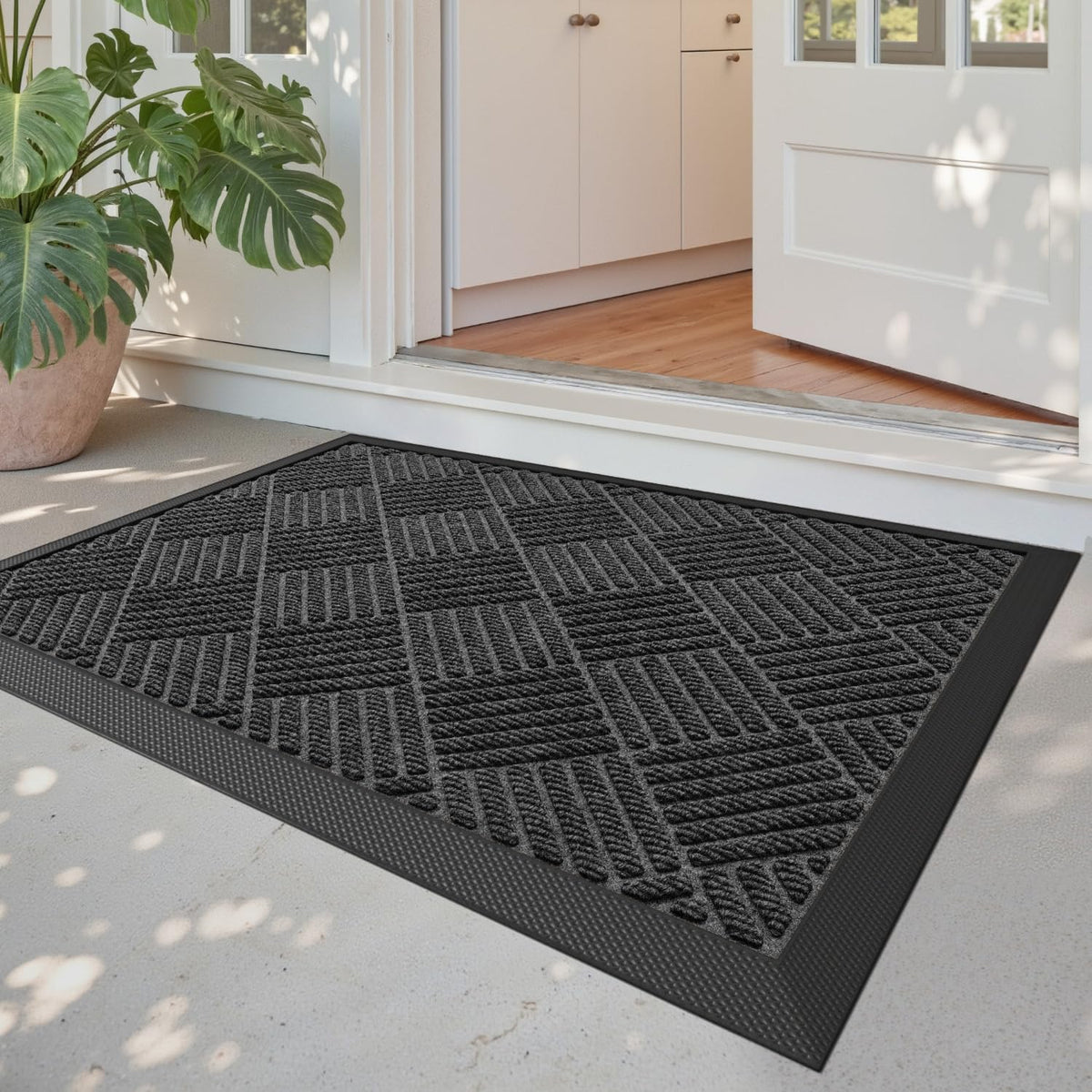 DEXI Front Door Mat Outside Entrance 48x72 Rubber Entry Doormat Brown