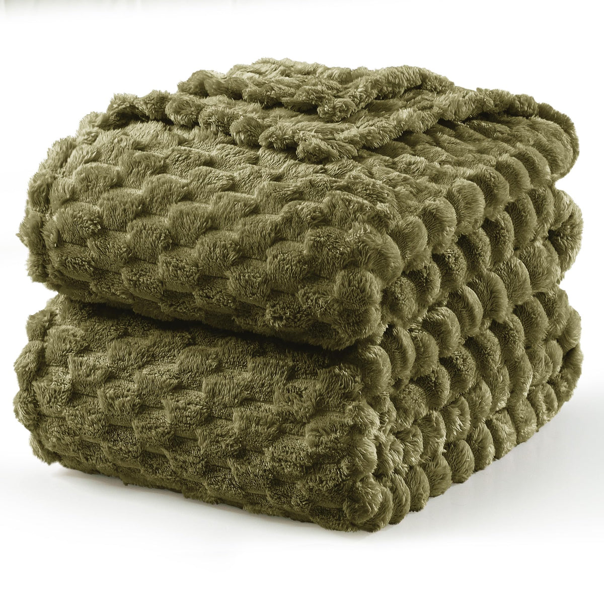 Exclusivo Mezcla Large 3D Fleece Throw Blanket for Couch, Ivory