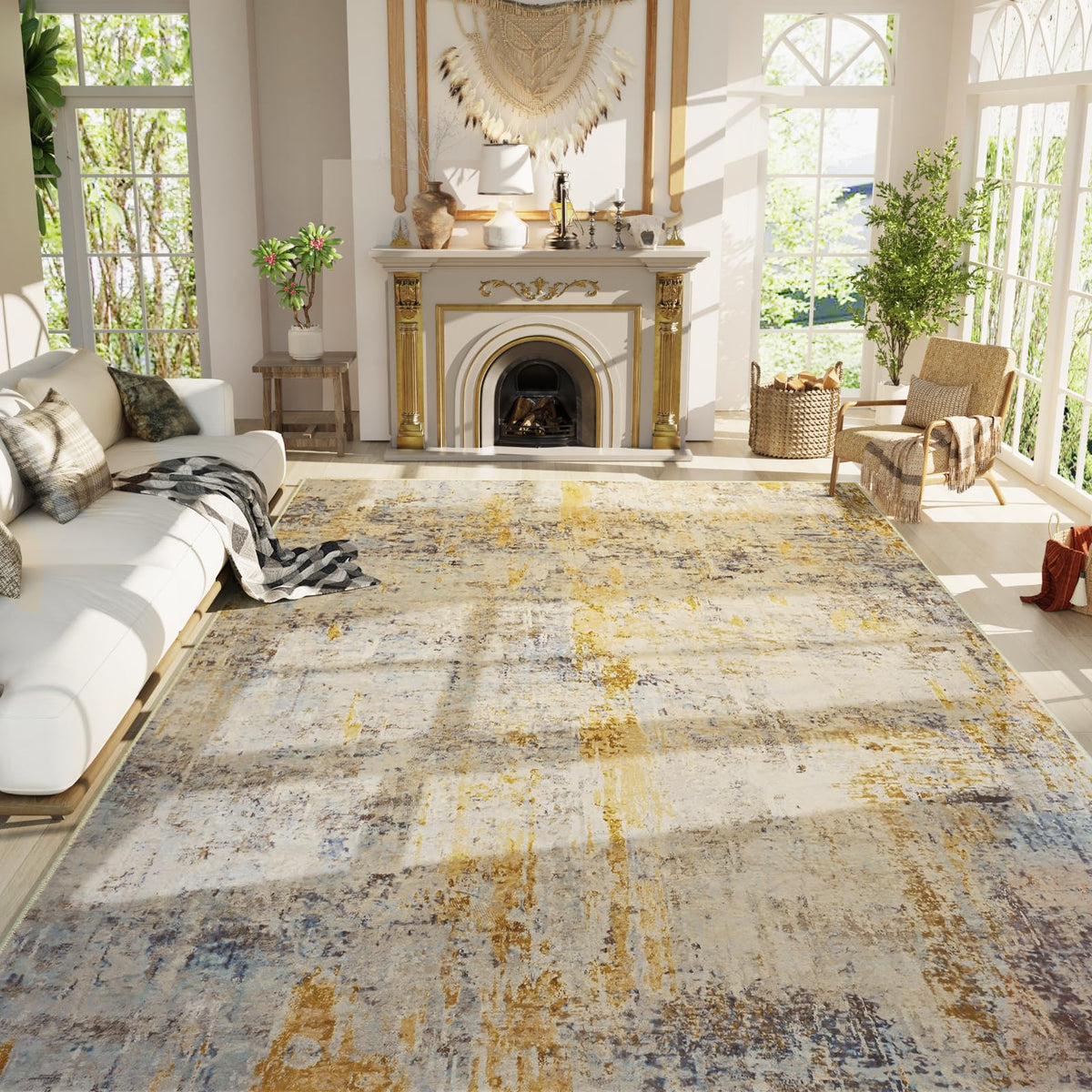 Entrance Rugs Indoor 2x3 Grey Entry Rug Washable Abstract Small Area Rug Non-Slip Low Pile Throw Rugs for Entryway, Kitchen Floor, Front Door Indoor Door Mat, Bathroom, Bedroom Bedside