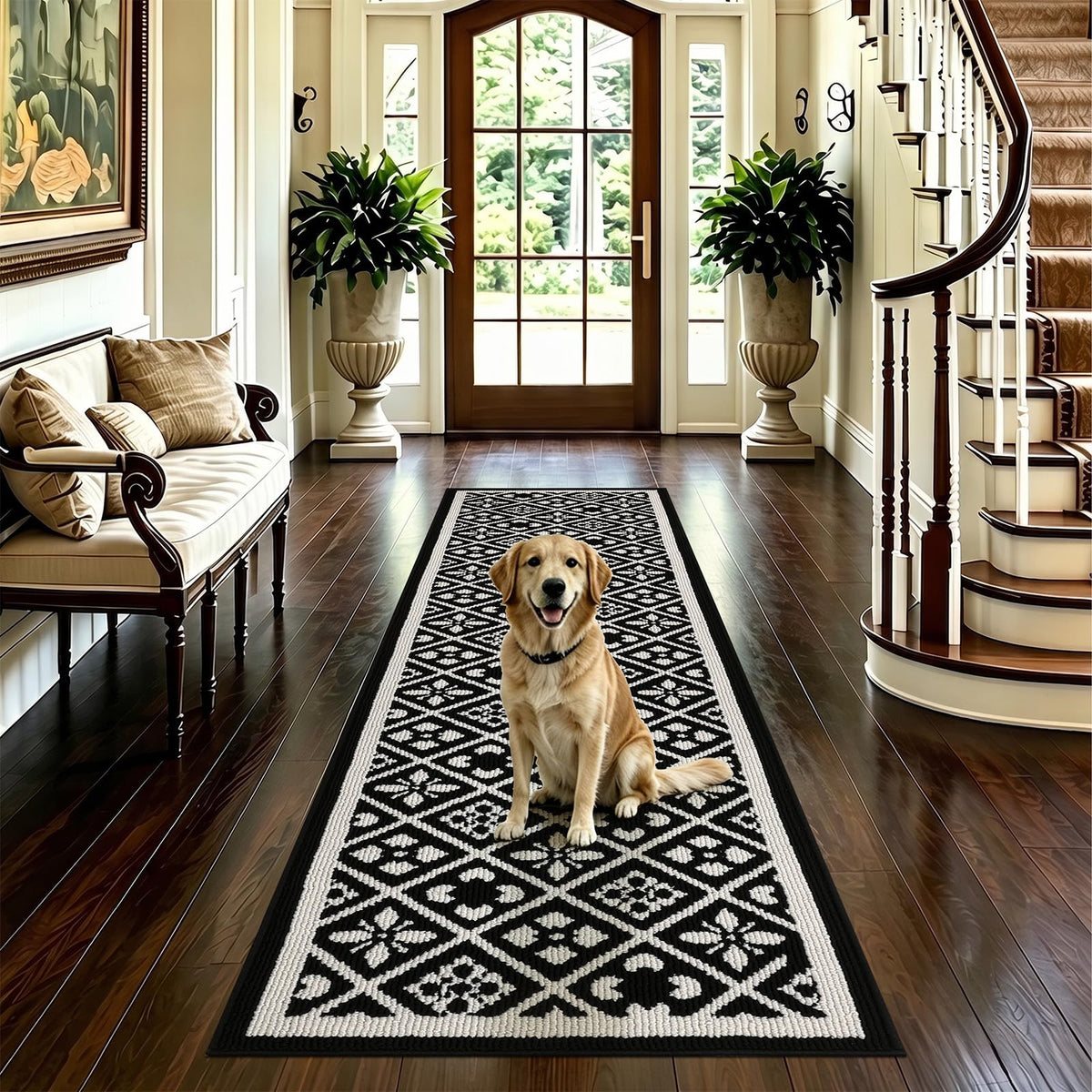 Ileading Fall Indoor Door Mat Washable Orange Muddy Rugs for Dogs 2x3ft