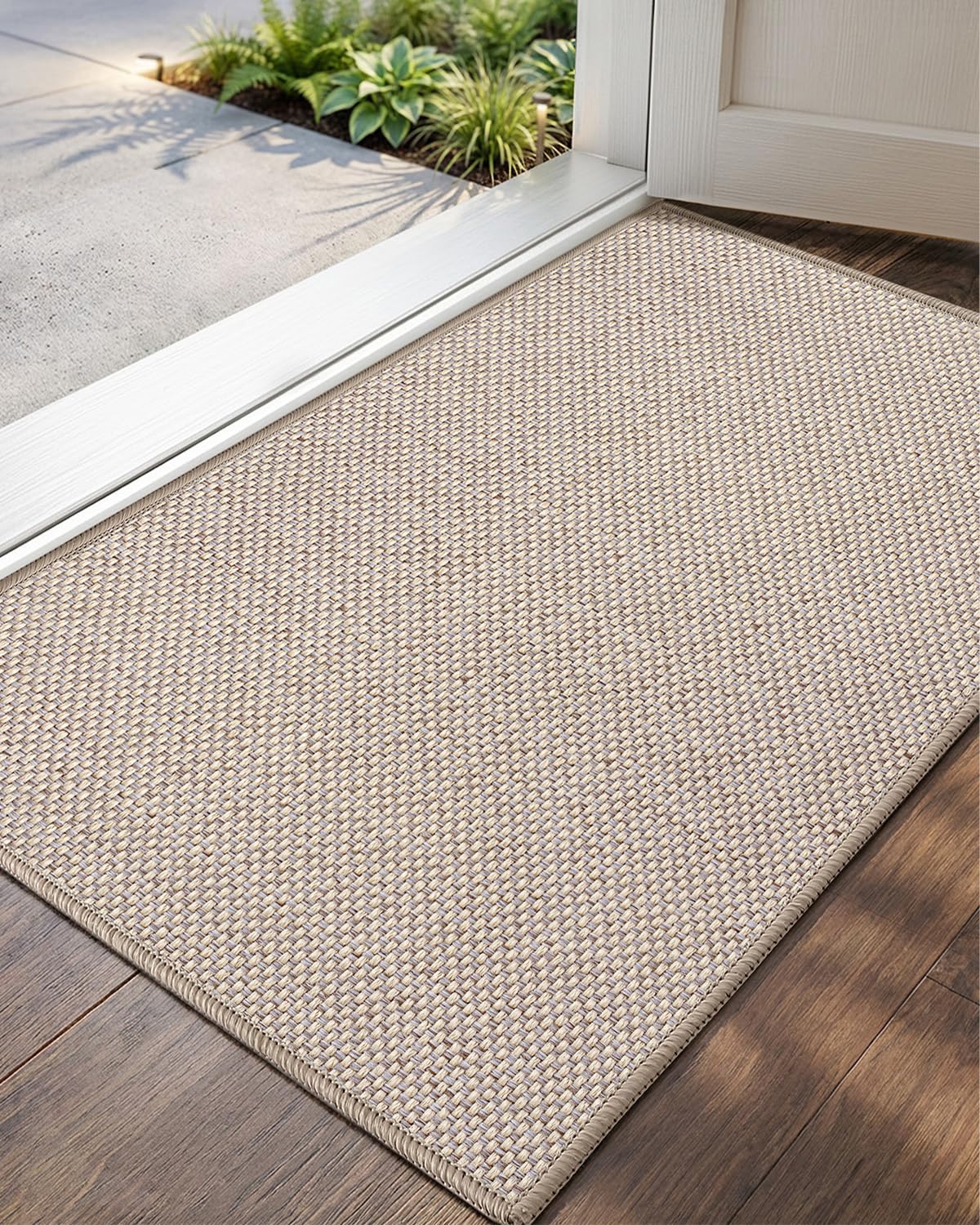 Color&Geometry Ultra-Thin Indoor Door Mat Entrance, 17"x30" Heather Khaki