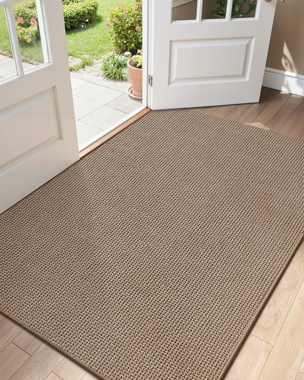 Color&Geometry Ultra-Thin Indoor Door Mat Entrance, 17"x30" Heather Khaki